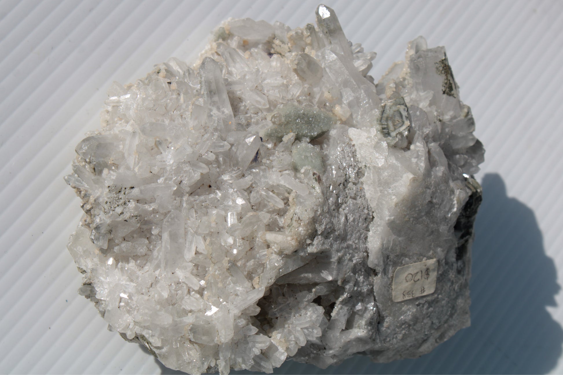 Calcite cluster with sparkly complex Chalcopyrite mineralisation 1340g Rocks and Things