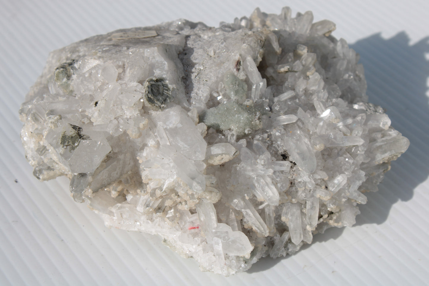 Calcite cluster with sparkly complex Chalcopyrite mineralisation 1340g Rocks and Things