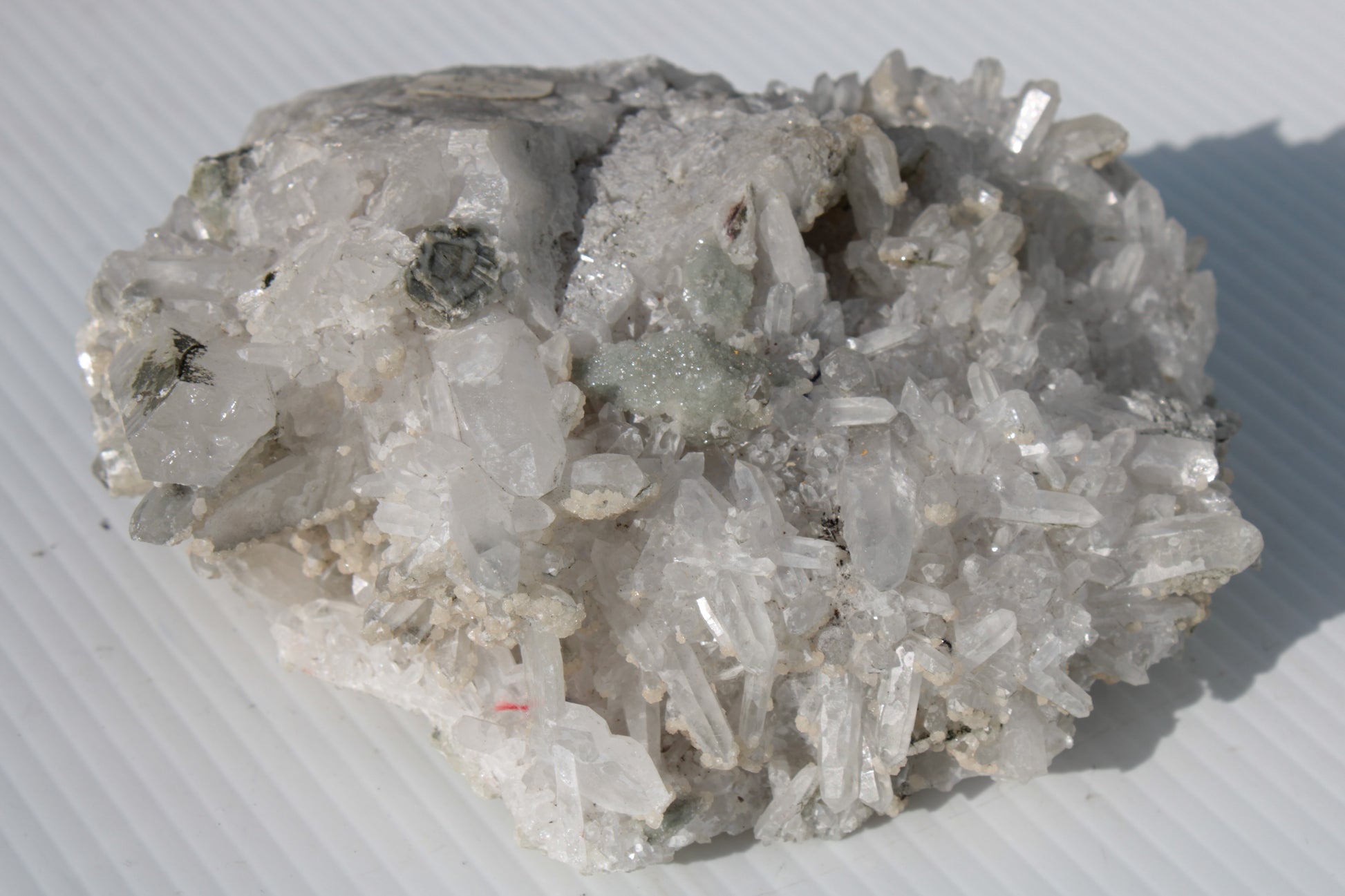 Calcite cluster with sparkly complex Chalcopyrite mineralisation 1340g Rocks and Things