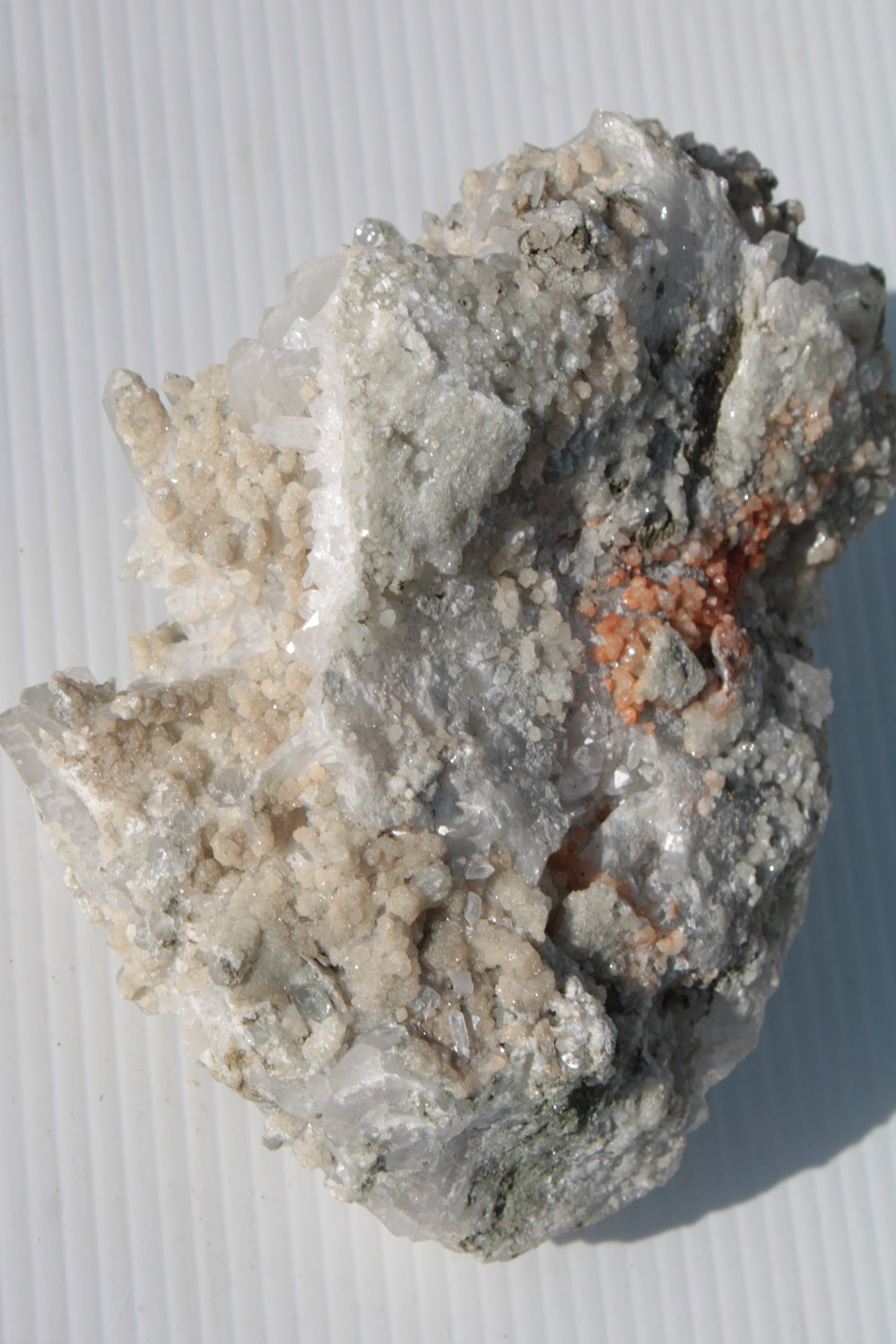 Calcite cluster with sparkly complex Chalcopyrite mineralisation 1340g Rocks and Things