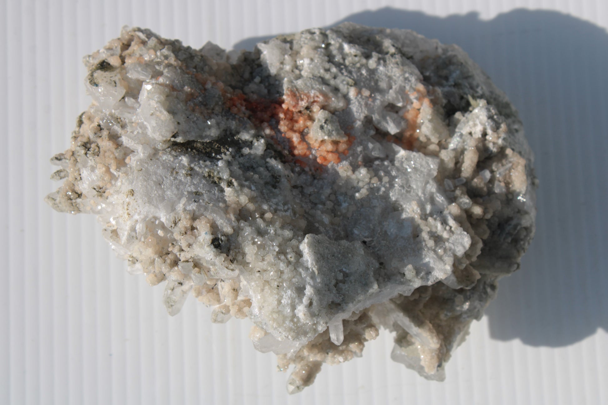 Calcite cluster with sparkly complex Chalcopyrite mineralisation 1340g Rocks and Things