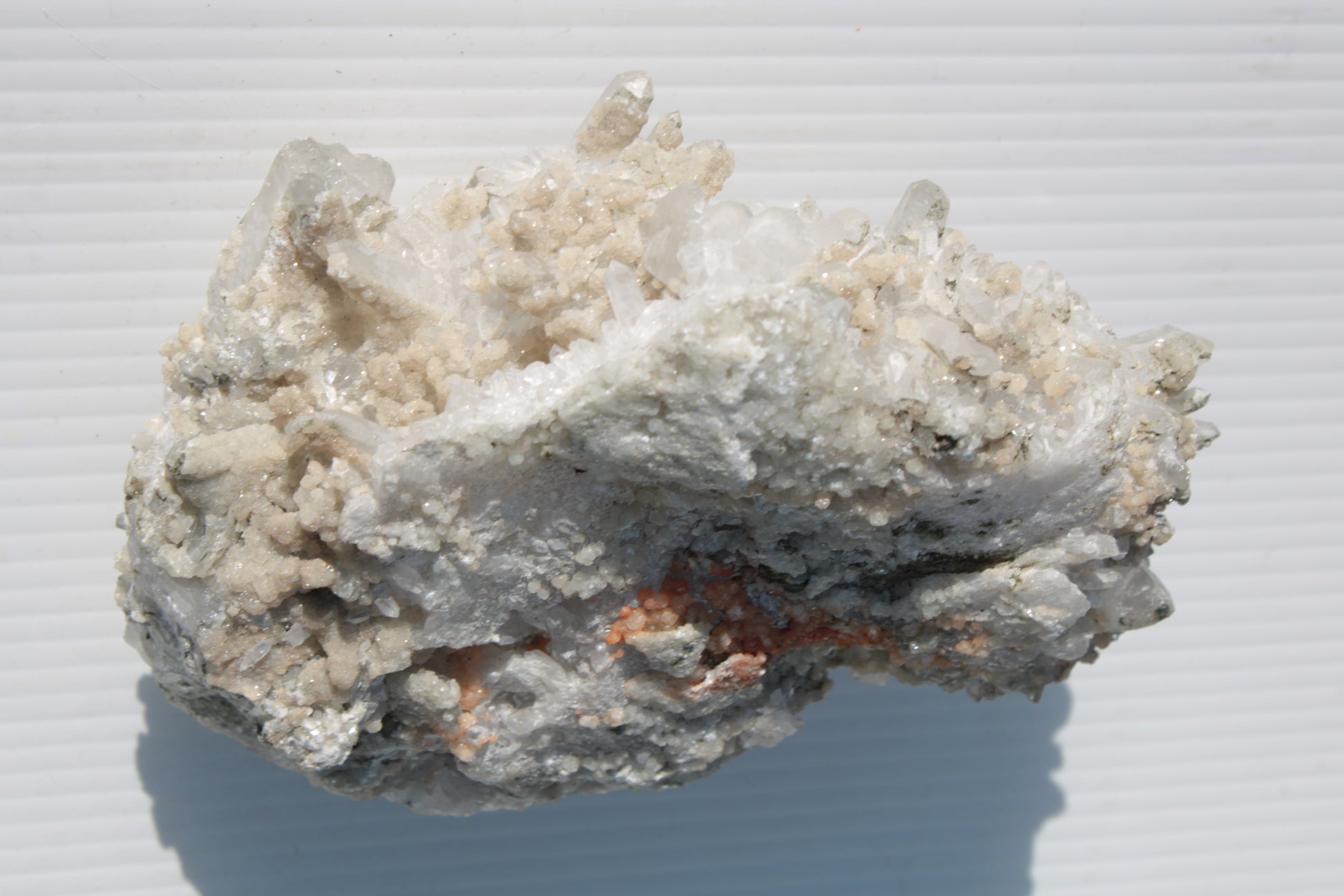 Calcite cluster with sparkly complex Chalcopyrite mineralisation 1340g Rocks and Things