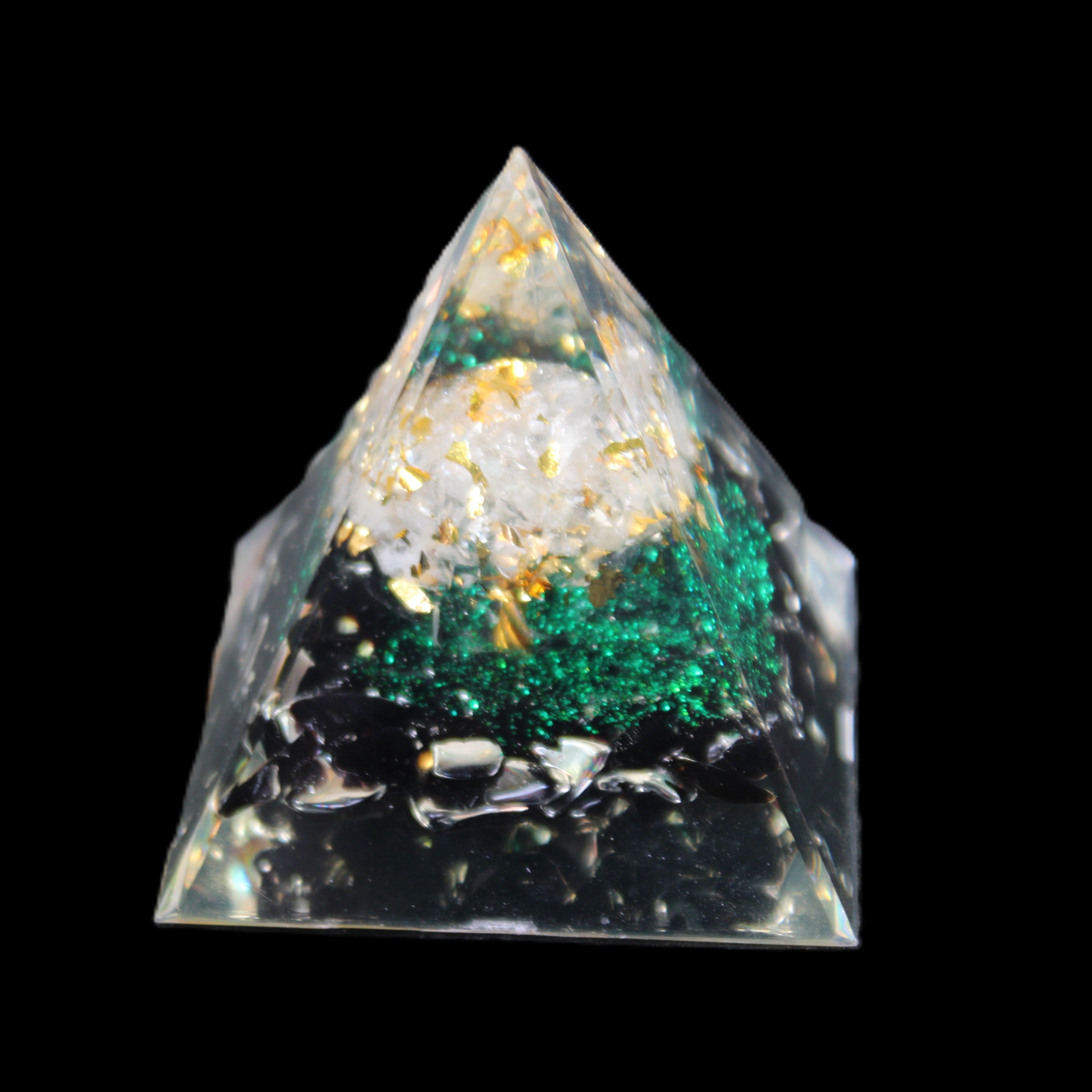 Orgone pyramid, Obsidian and Tree of Life 62g in sunlight - Rocks and Things Store