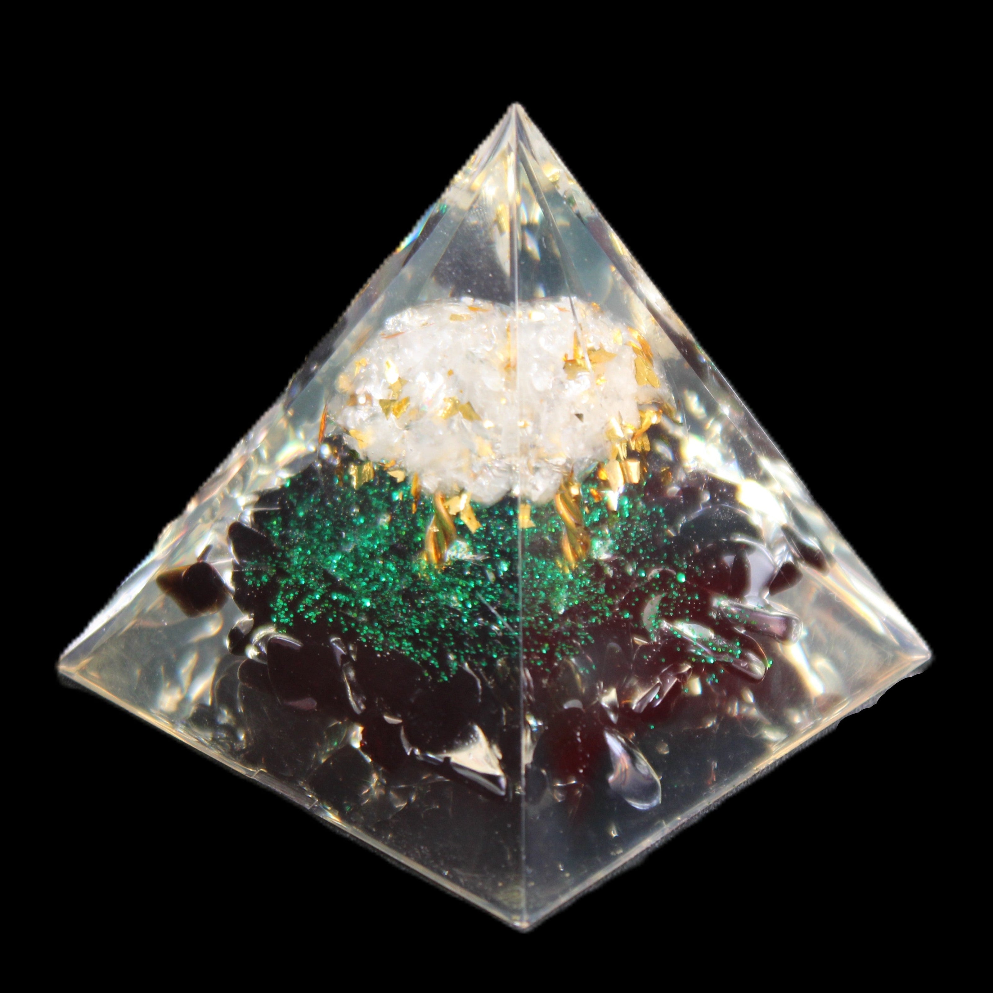 Orgone pyramid, Obsidian and Tree of Life 62g in sunlight - Rocks and Things Store