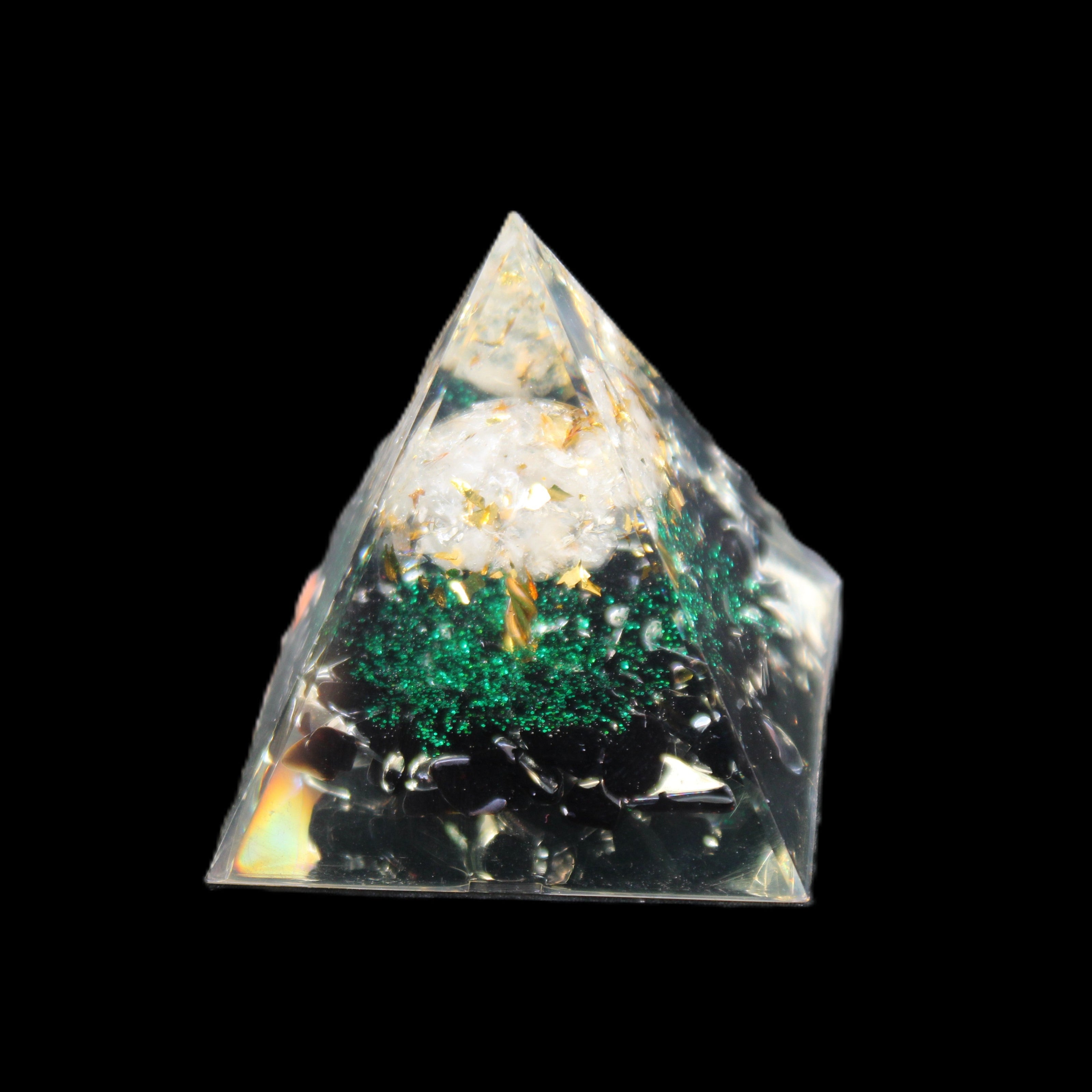Orgone pyramid, Obsidian and Tree of Life 62g in sunlight - Rocks and Things Store