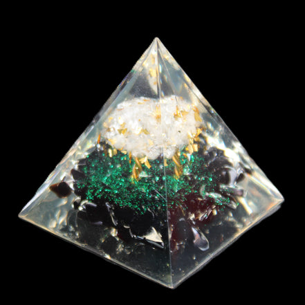 Orgone pyramid, Obsidian and Tree of Life 62g in sunlight - Rocks and Things Store