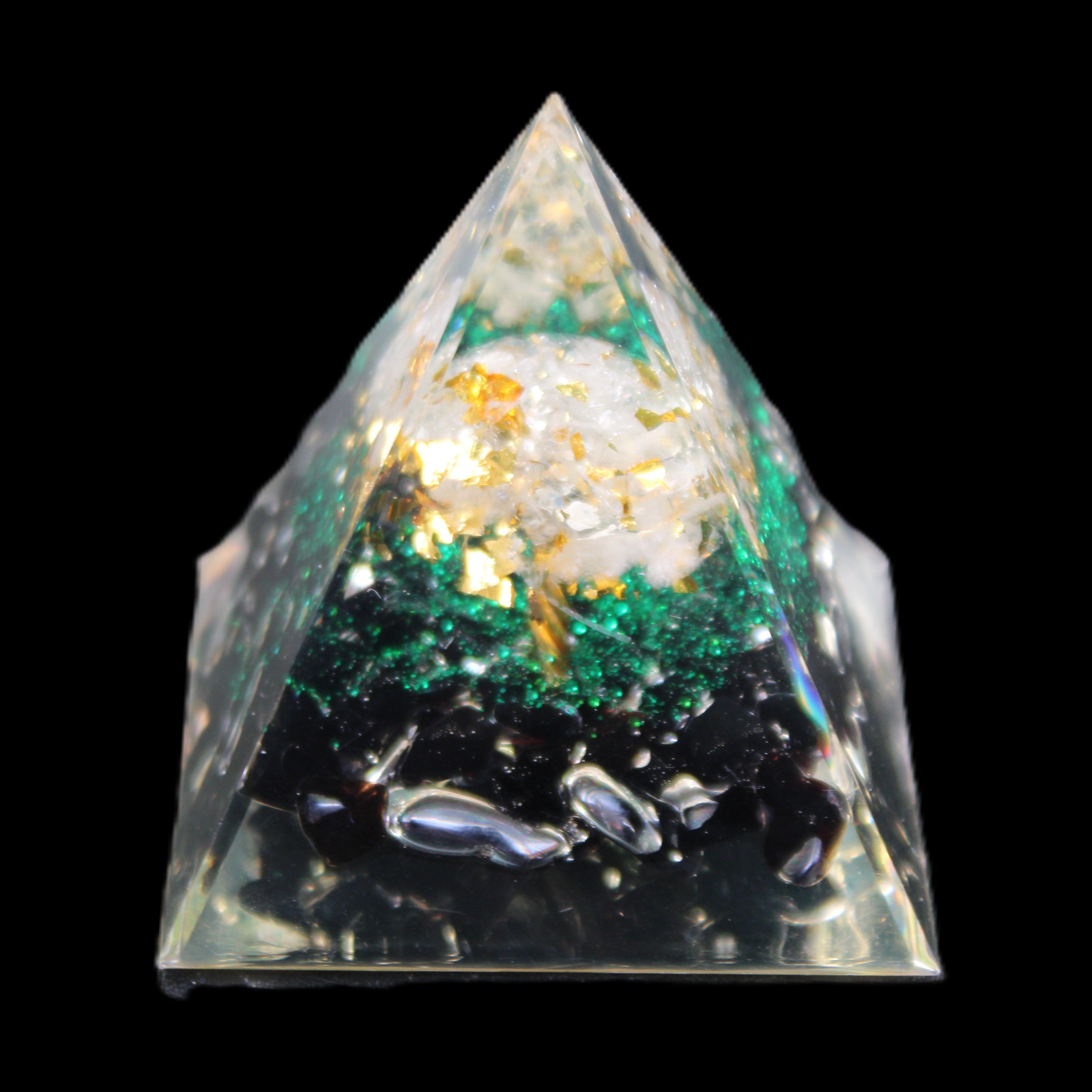 Orgone pyramid, Obsidian and Tree of Life 62g in sunlight - Rocks and Things Store
