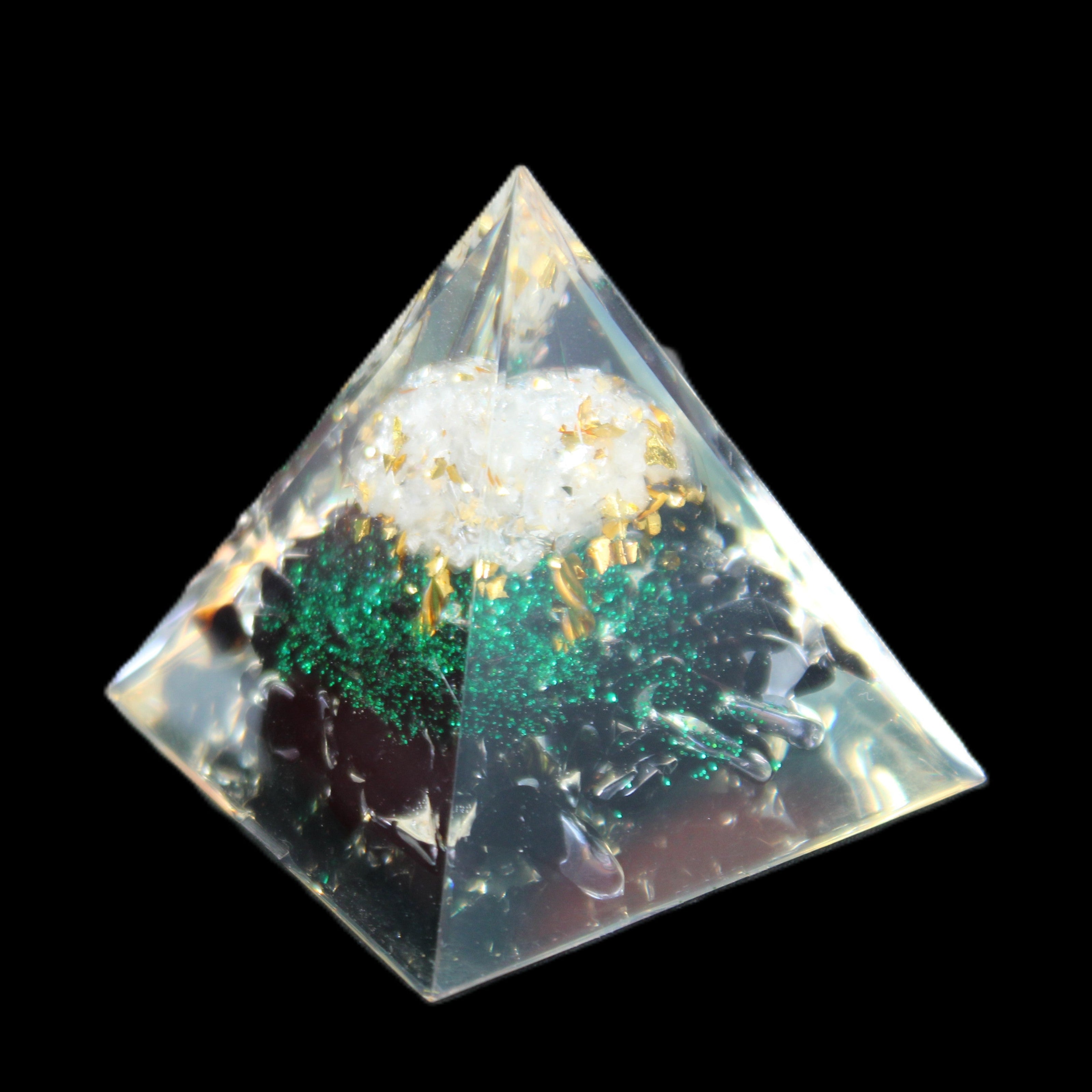 Orgone pyramid, Obsidian and Tree of Life 62g in sunlight - Rocks and Things Store