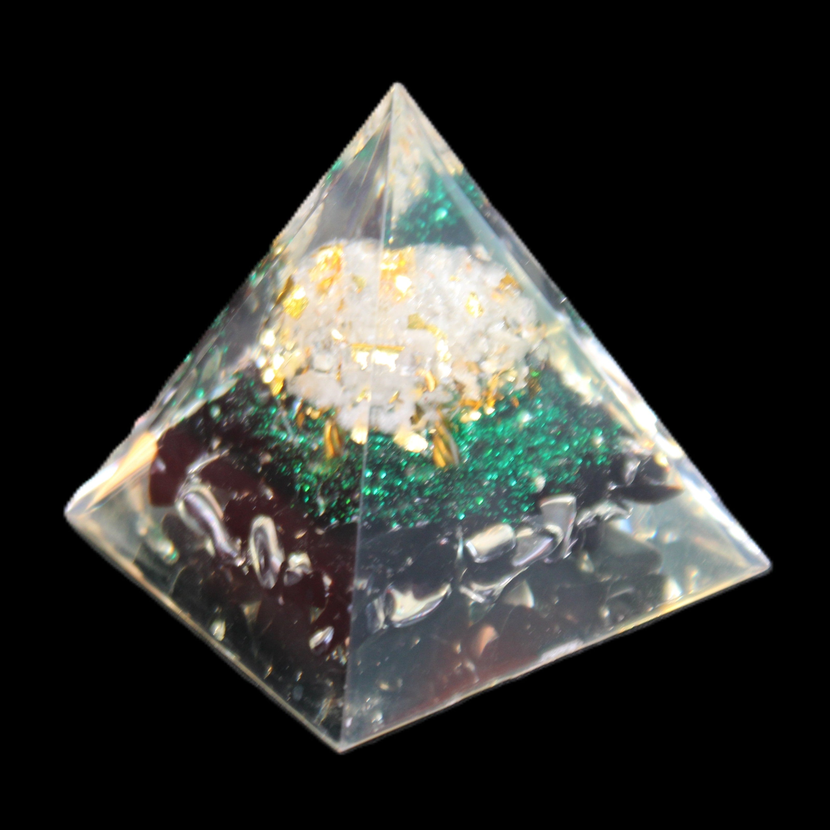 Orgone pyramid, Obsidian and Tree of Life 62g in sunlight - Rocks and Things Store