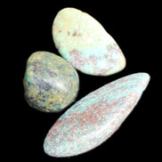 Shattuckite Malachite 3 polished stones 15g in sunlight - Rocks and Things Store