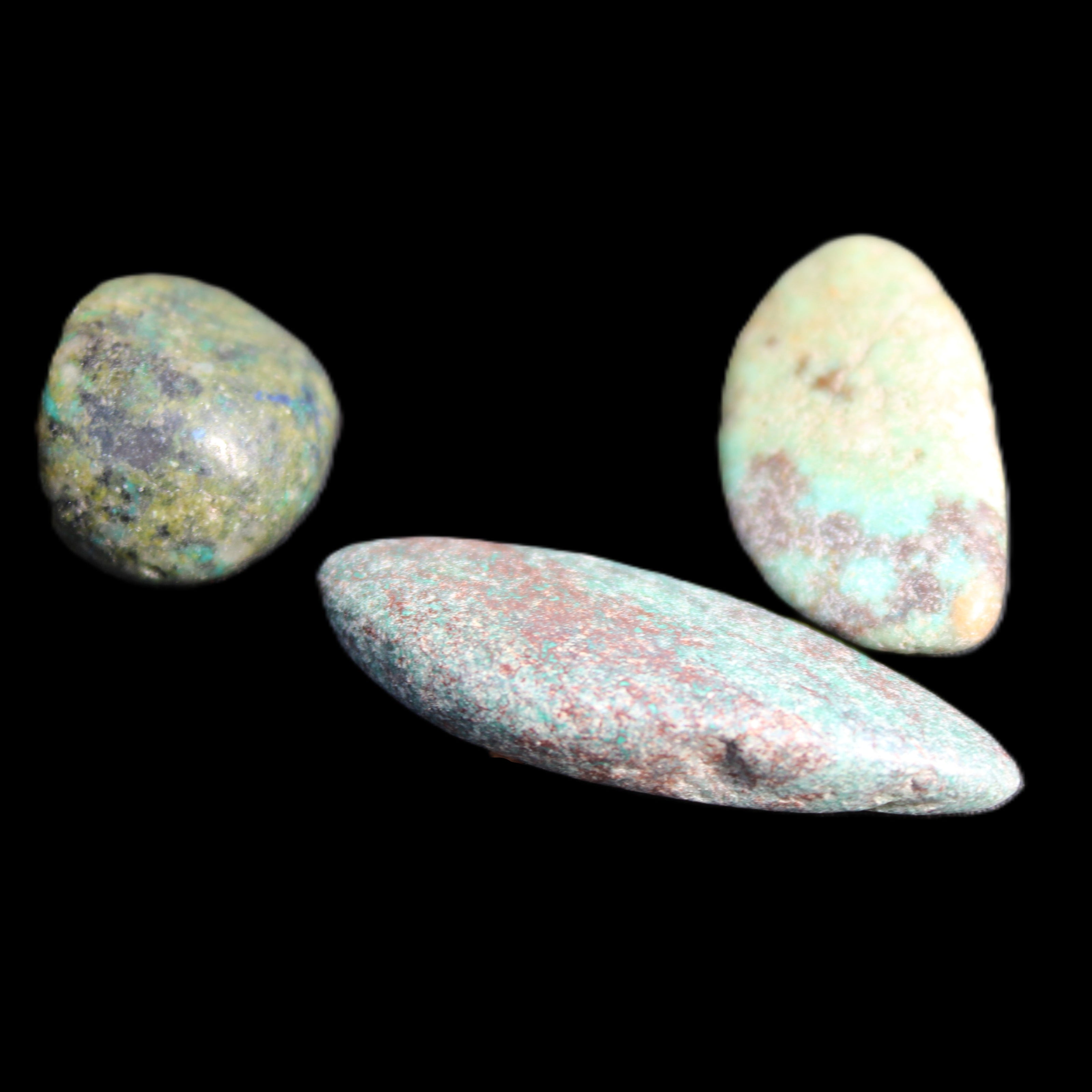 Shattuckite Malachite 3 polished stones 15g in sunlight - Rocks and Things Store