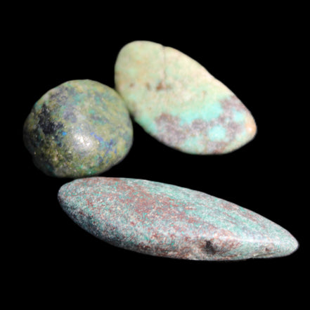 Shattuckite Malachite 3 polished stones 15g in sunlight - Rocks and Things Store