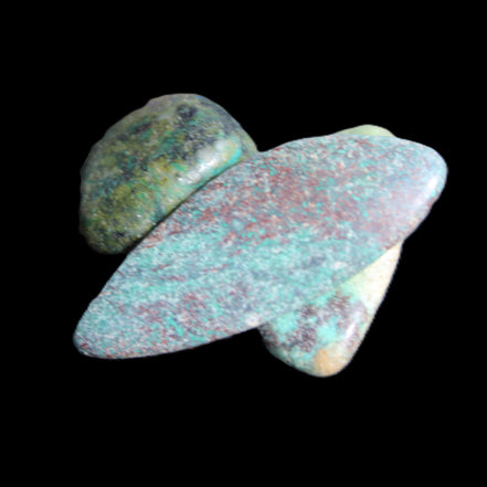 Shattuckite Malachite 3 polished stones 15g in sunlight - Rocks and Things Store