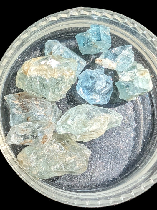 Aquamarine tiny natural crystals 6-7g Rocks and Things