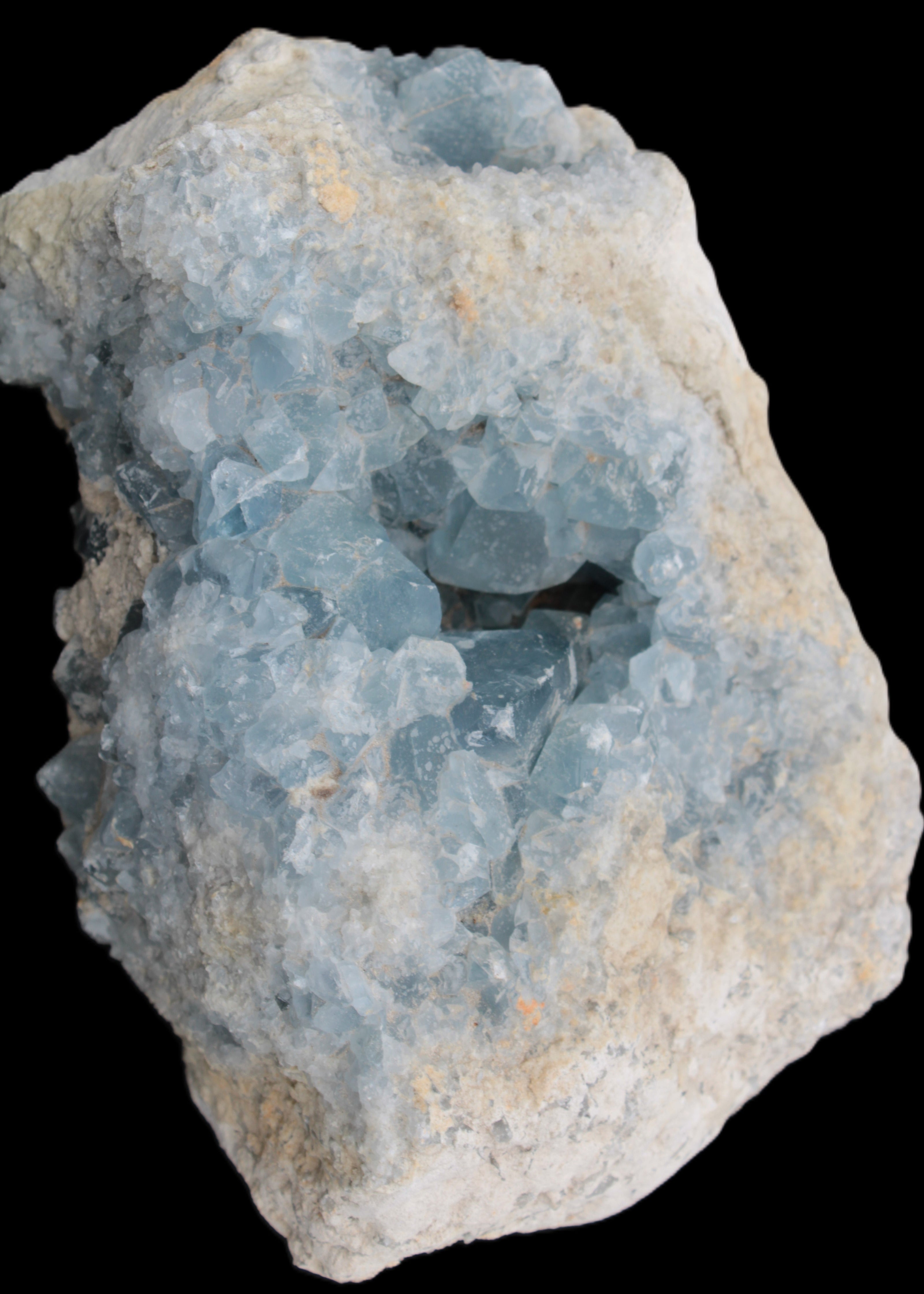 Celestite geode cluster 3840g in sunlight - Rocks and Things Store