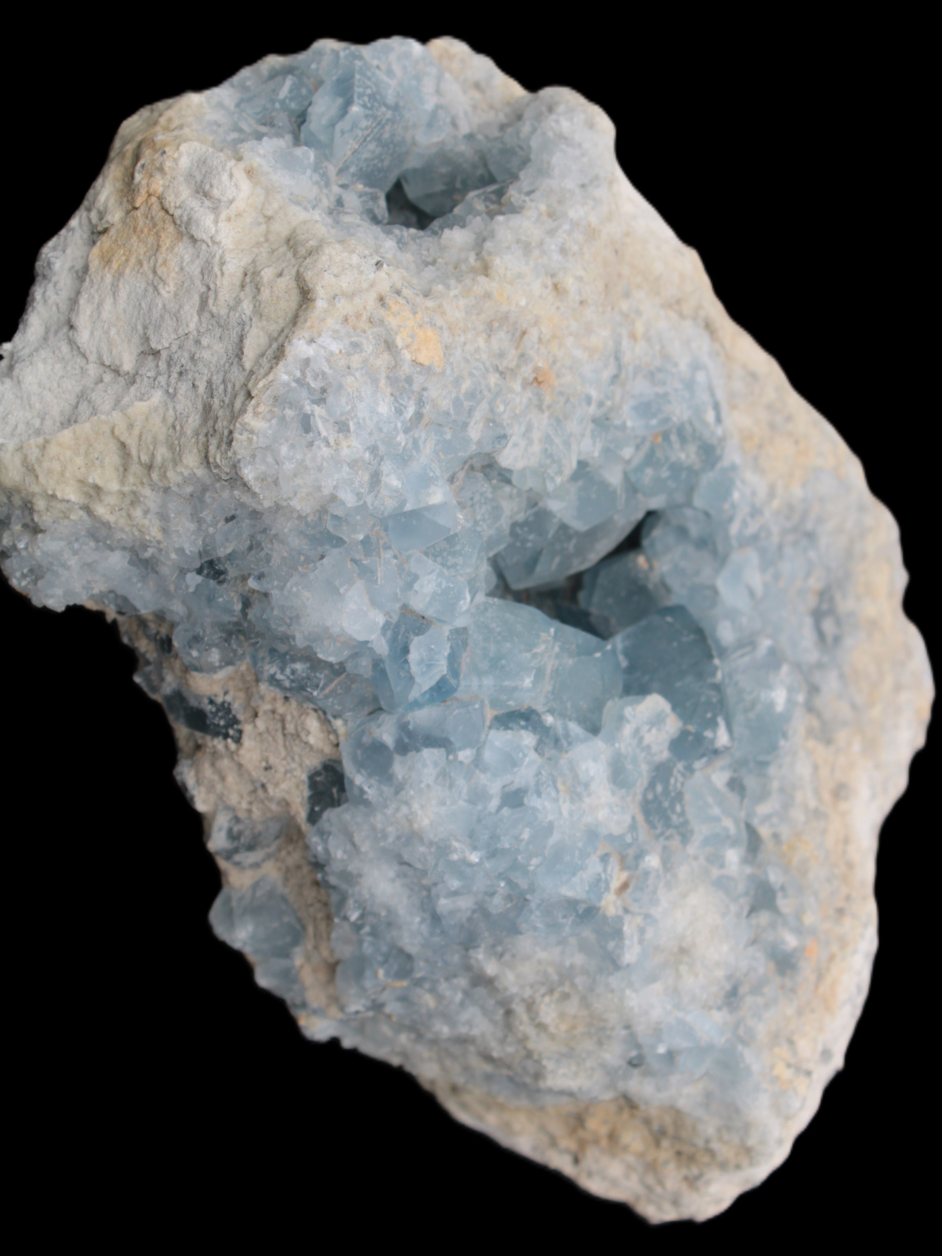 Celestite geode cluster 3840g in sunlight - Rocks and Things Store