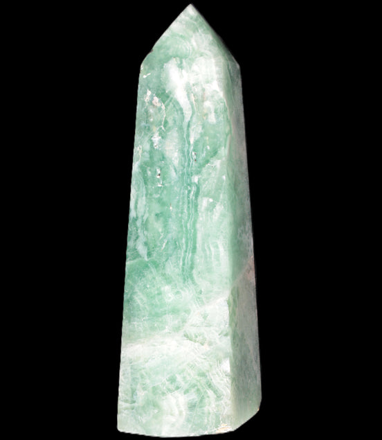 Green Fluorite obelisk 707g in sunshine