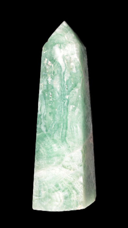 Green Fluorite obelisk 707g in sunshine