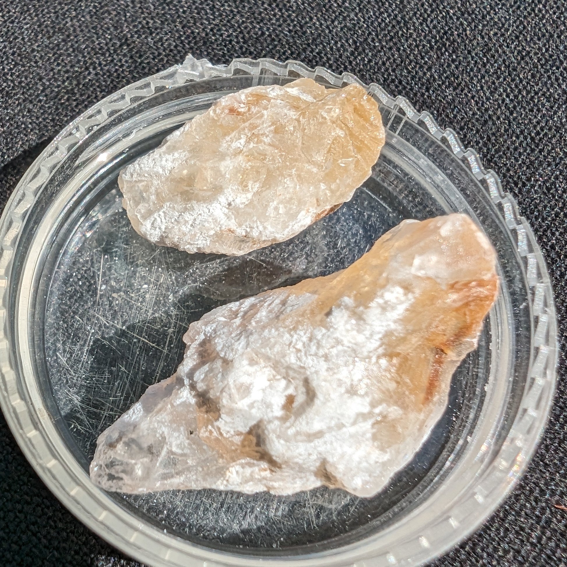 Citrine 2 crystals from Himalaya 7-9g in sunshine