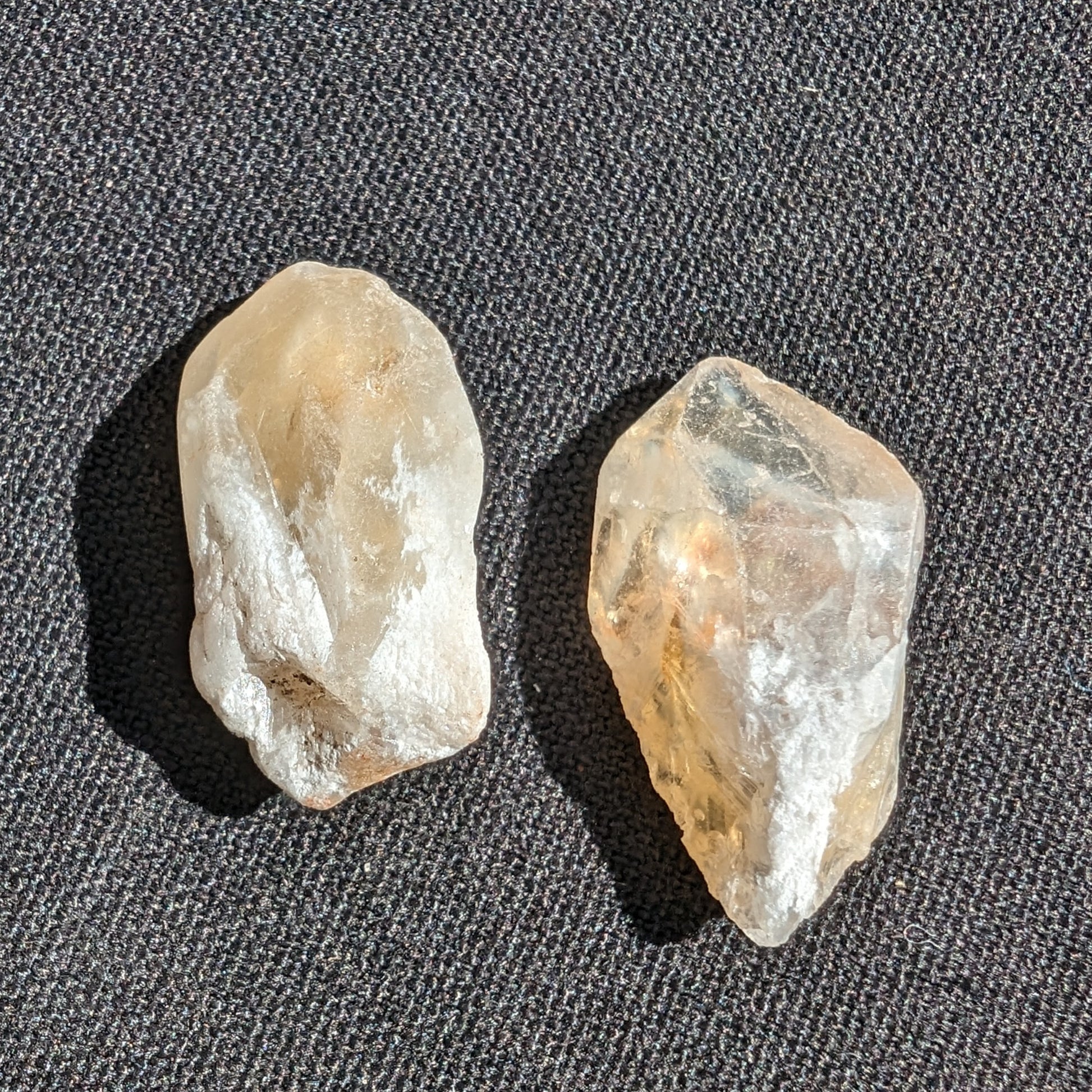 Citrine 2 crystals from Himalaya 7-9g in sunshine