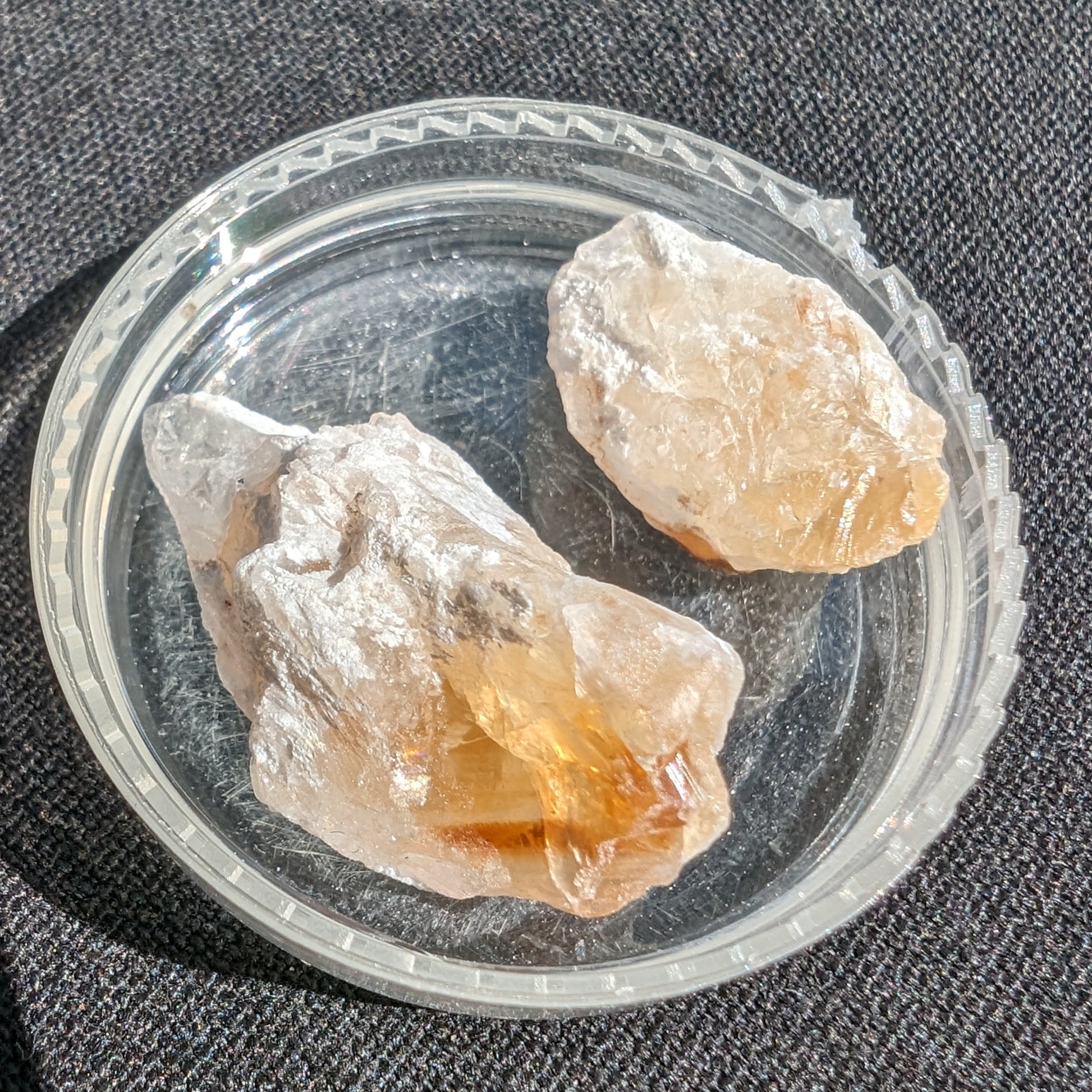 Citrine 2 crystals from Himalaya 7-9g in sunshine