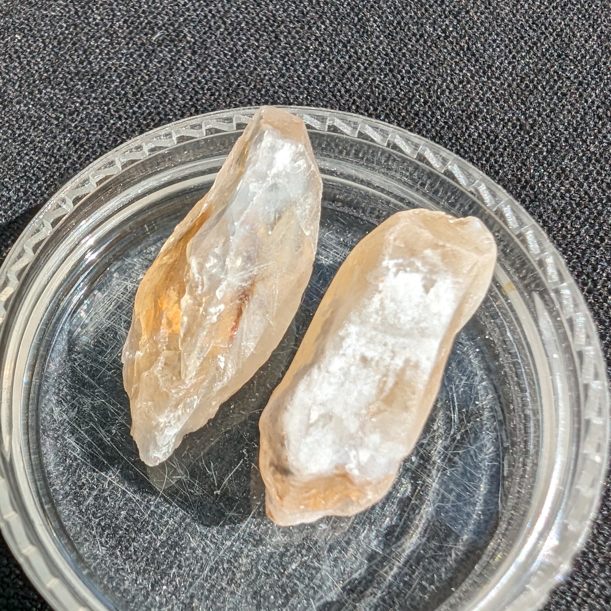 Citrine 2 crystals from Himalaya 7-9g in sunshine