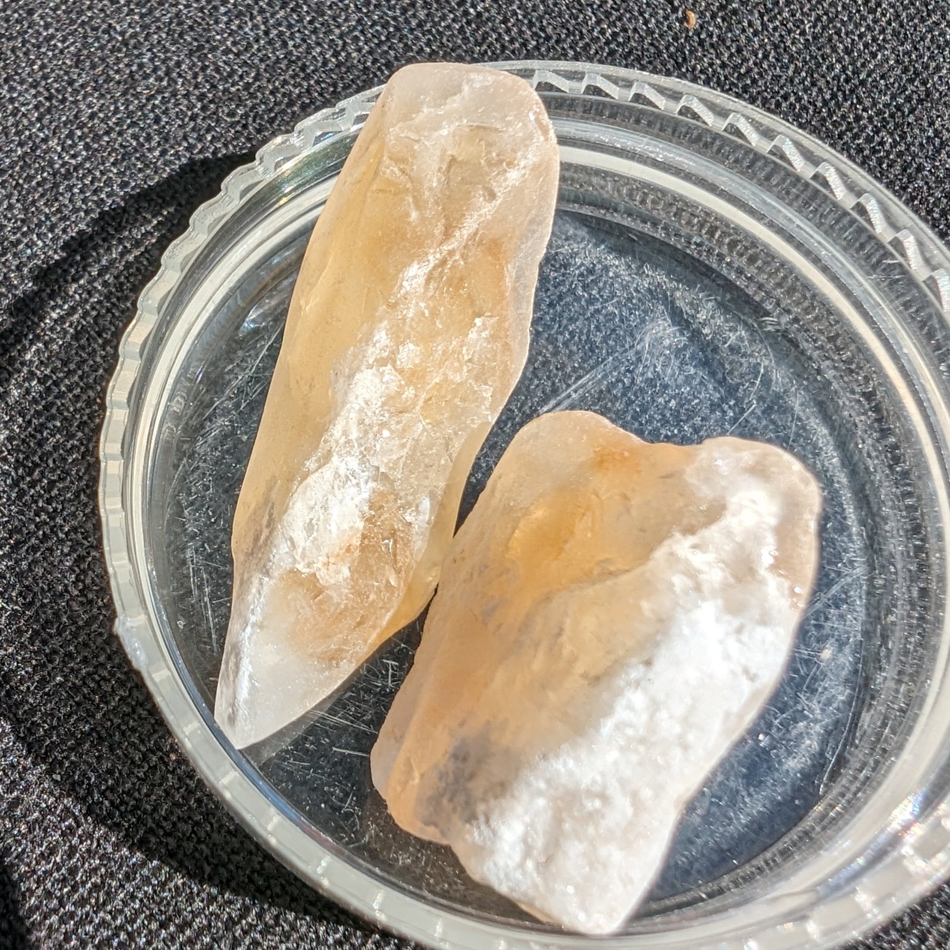 Citrine 2 crystals from Himalaya 7-9g in sunshine