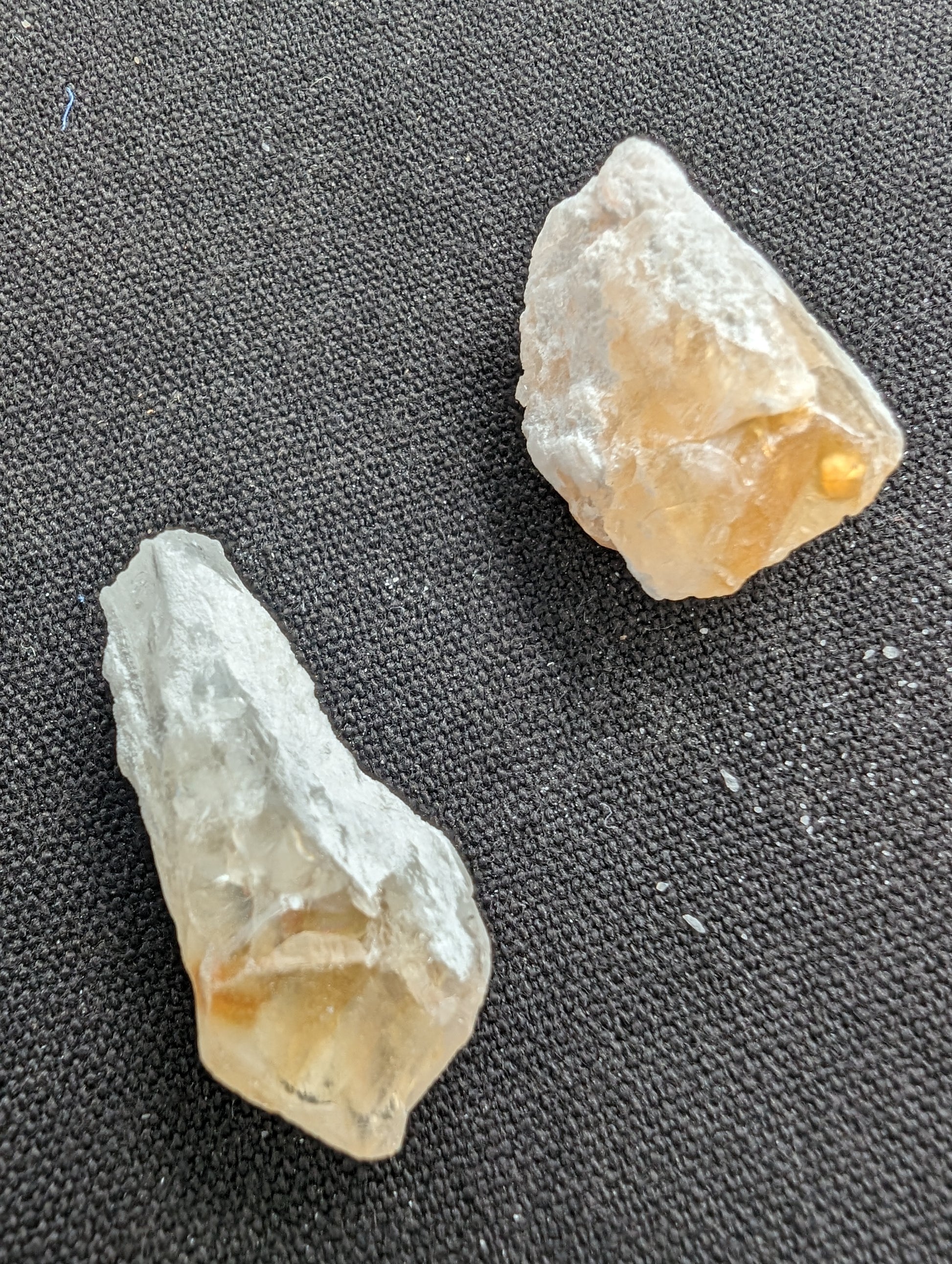 Citrine 2 crystals from Himalaya 7-9g in sunshine