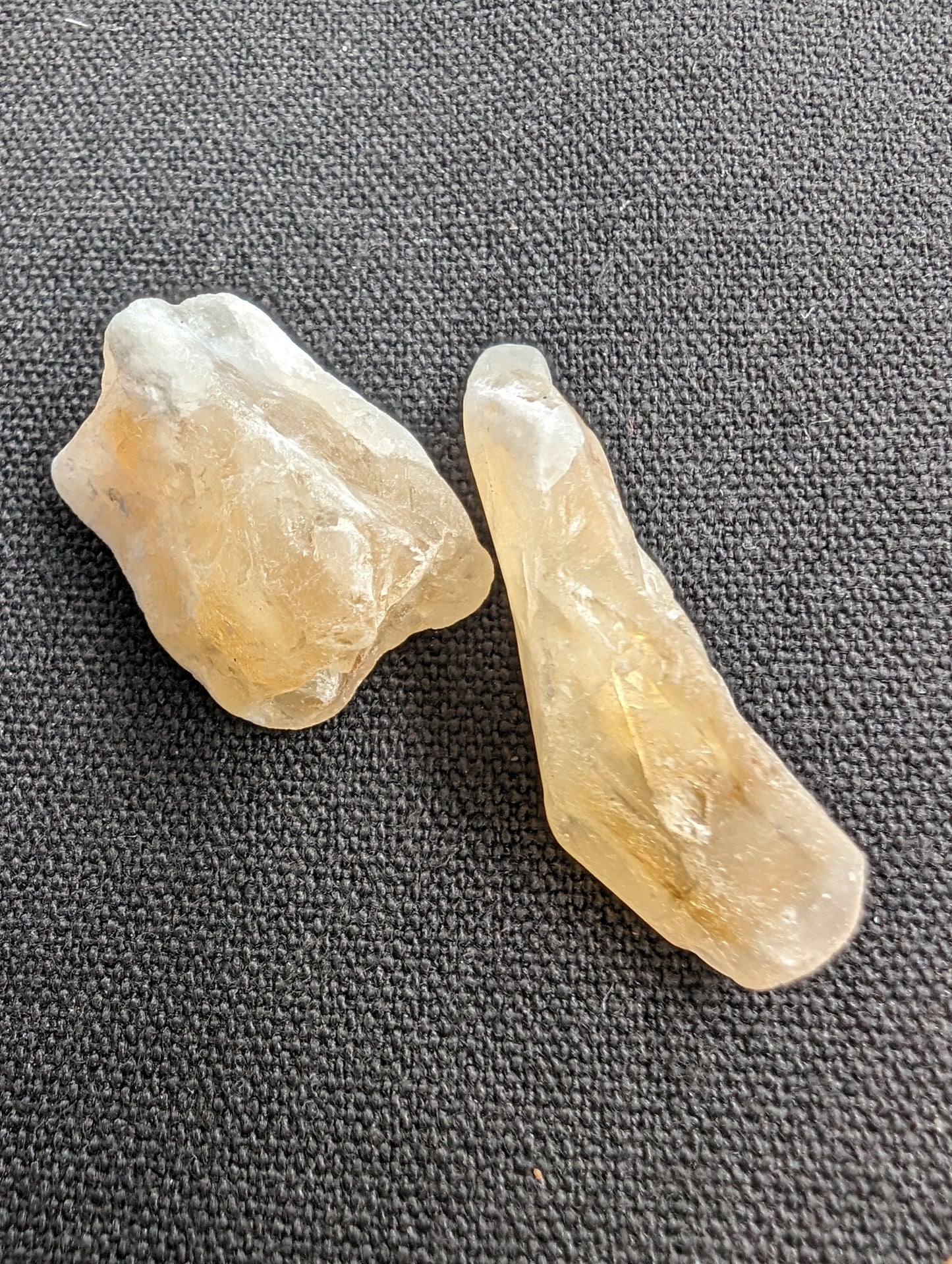 Citrine 2 crystals from Himalaya 7-9g in sunshine