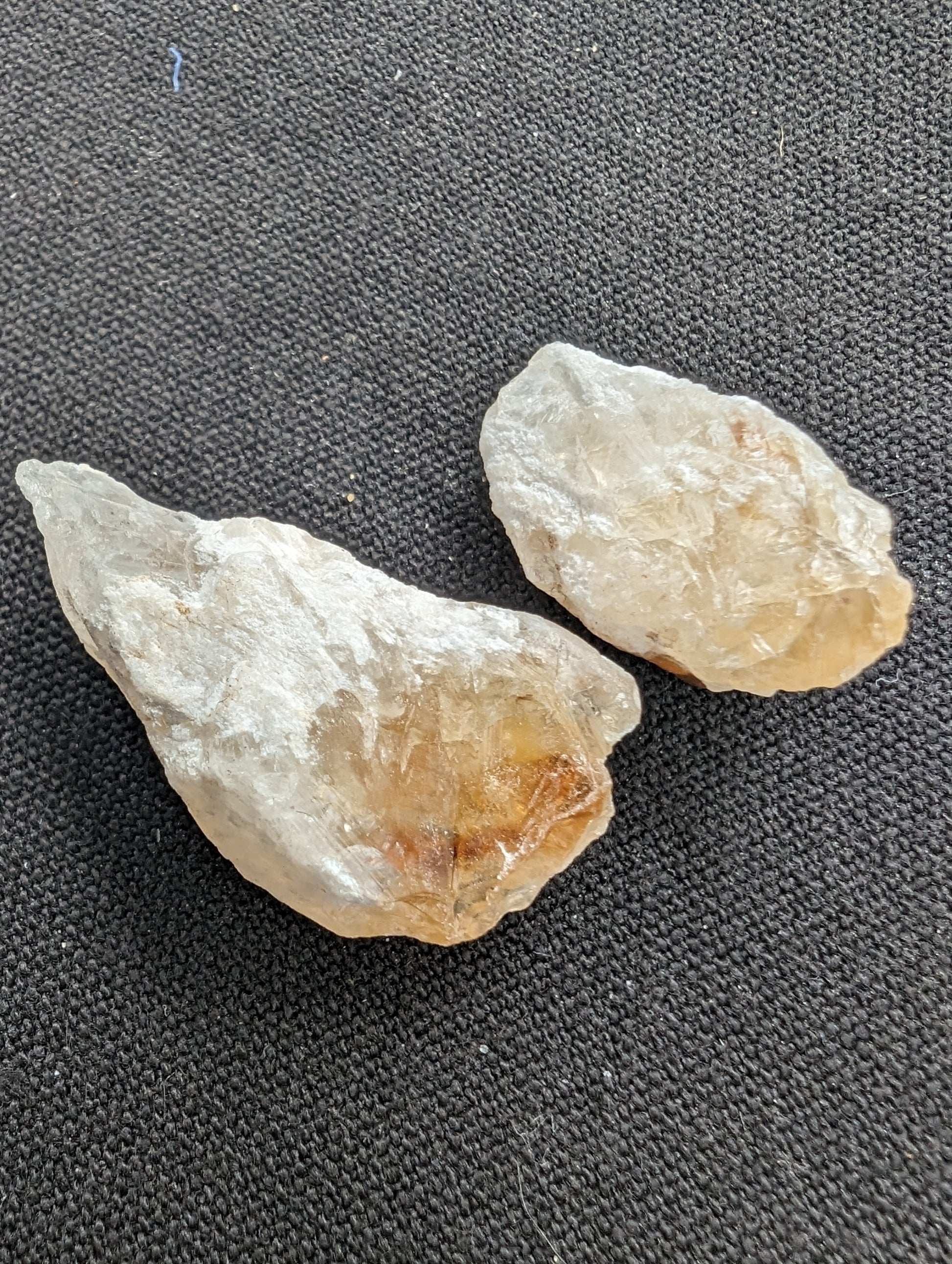 Citrine 2 crystals from Himalaya 7-9g in sunshine