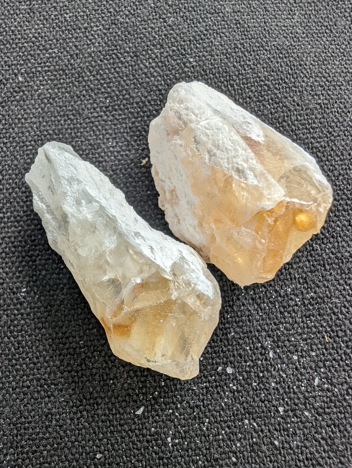 Citrine 2 crystals from Himalaya 7-9g in sunshine