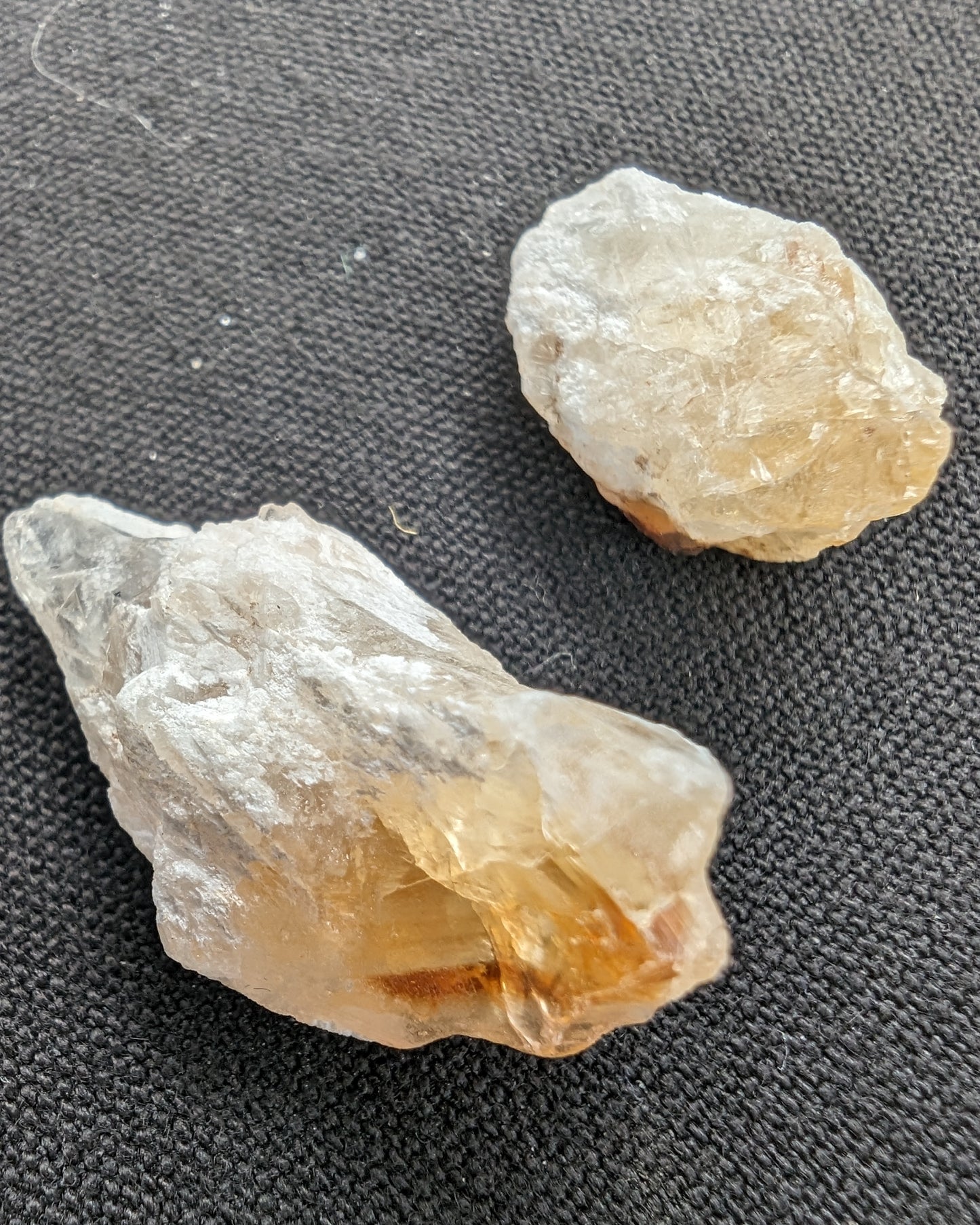 Citrine 2 crystals from Himalaya 7-9g in sunshine