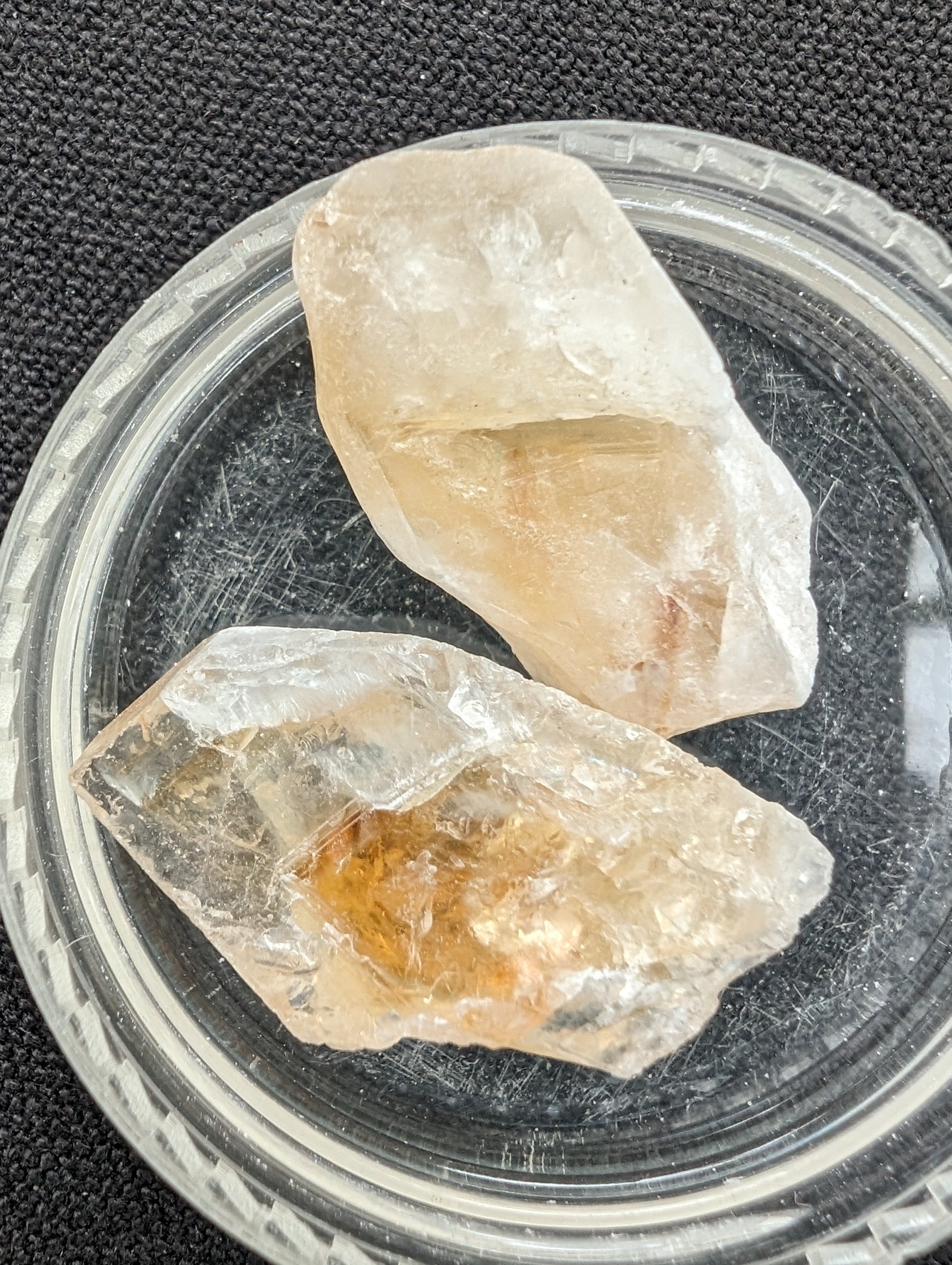 Citrine 2 crystals from Himalaya 7-9g in sunshine