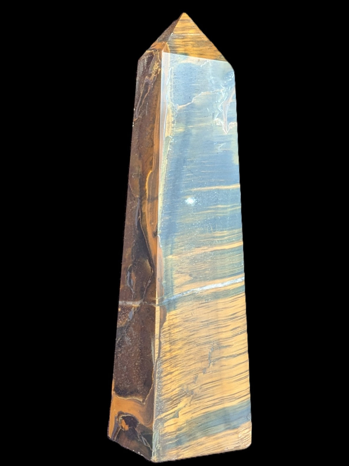 Golden with Blue Tigers Eye obelisk 290g