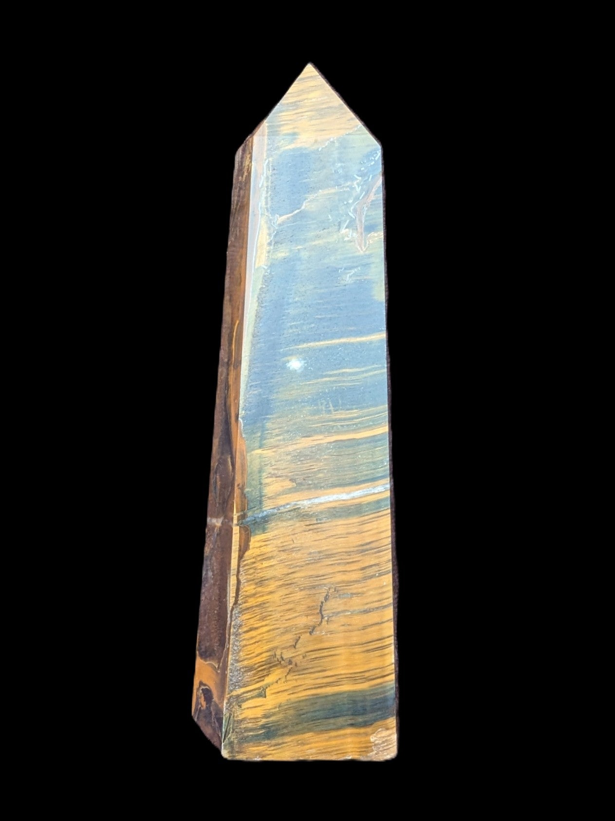 Golden with Blue Tigers Eye obelisk 290g