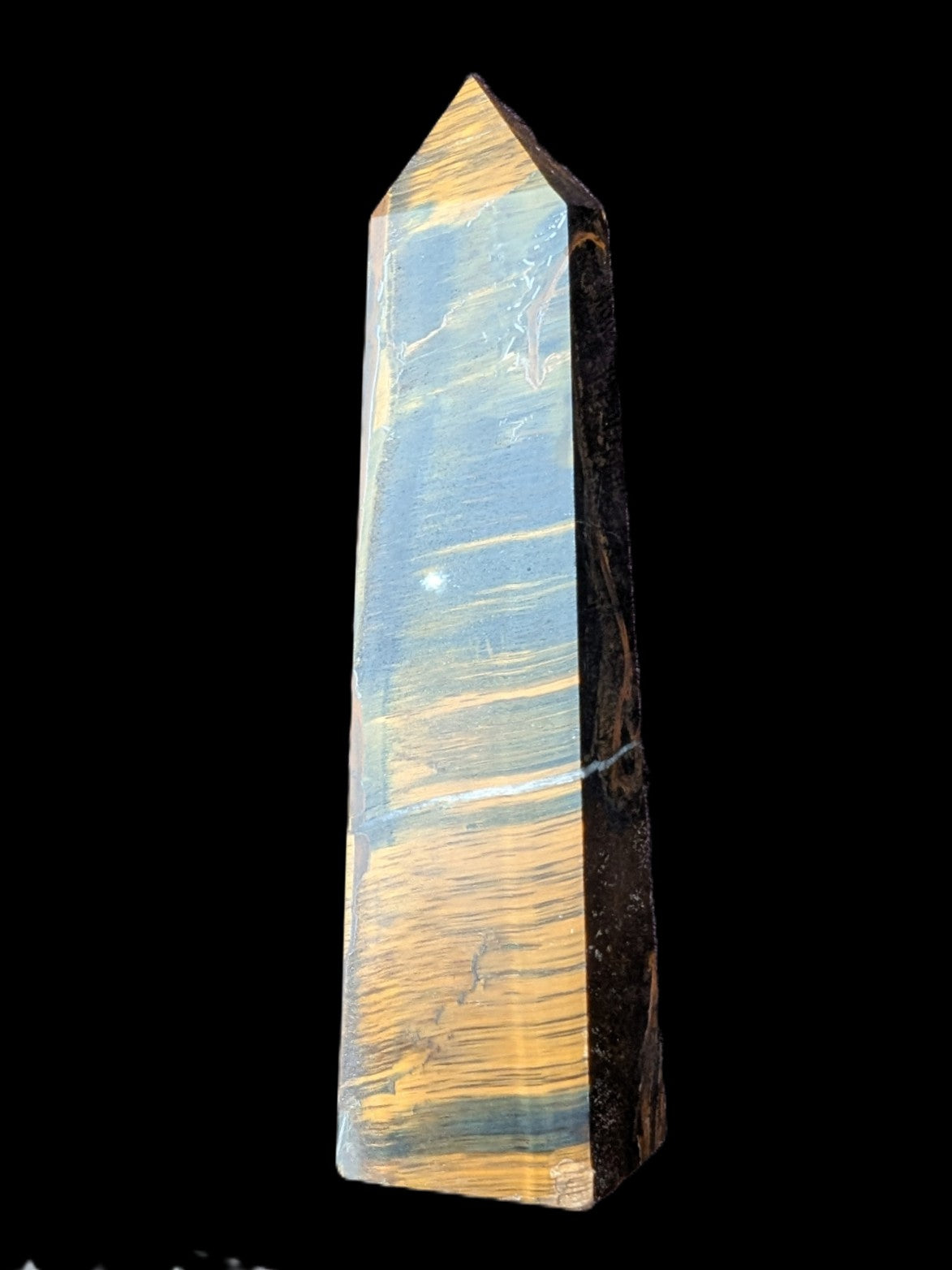 Golden with Blue Tigers Eye obelisk 290g