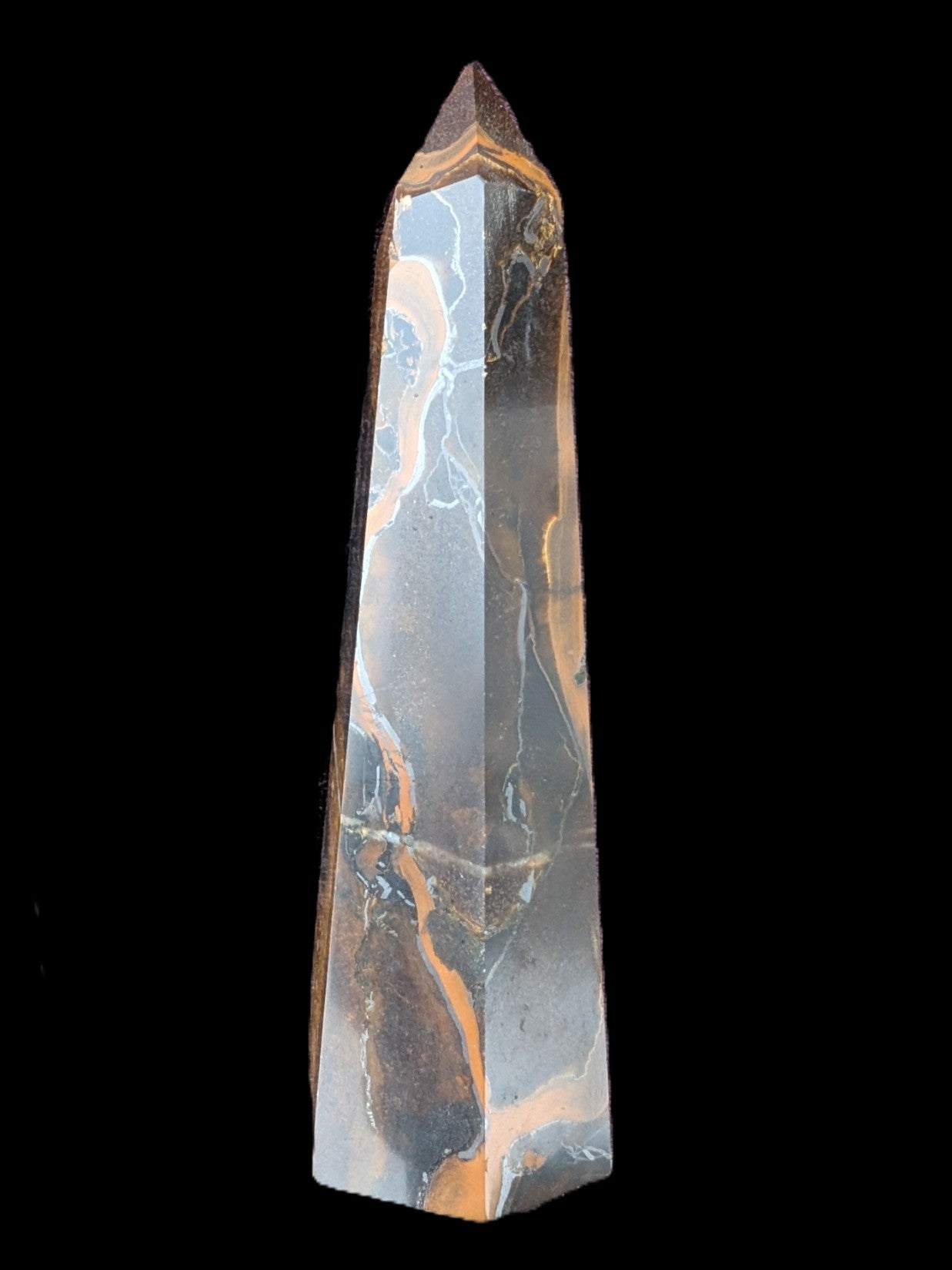 Golden with Blue Tigers Eye obelisk 290g