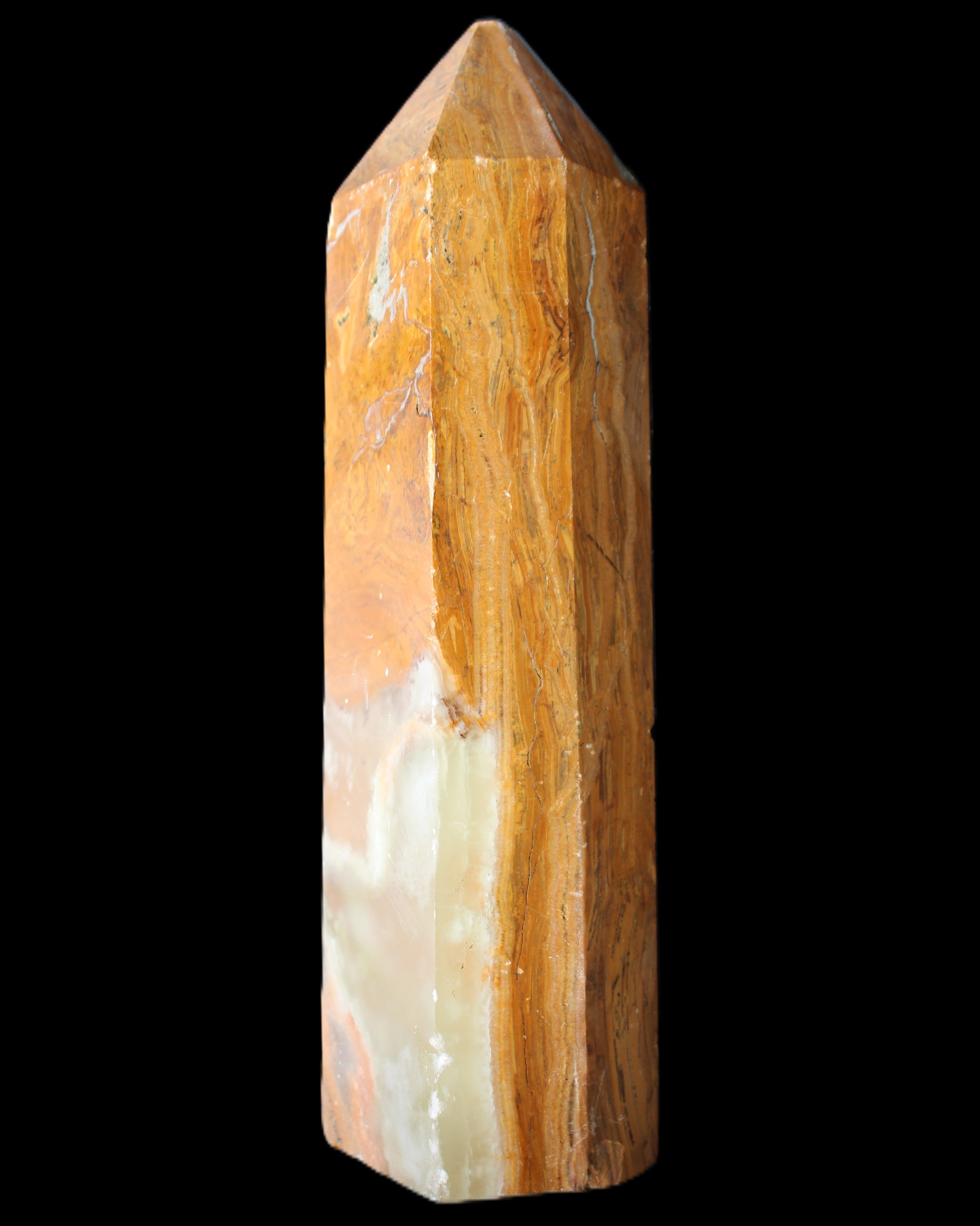 Afghan Jade Serpentine obelisk 764g in sunlight - Rocks and Things Store
