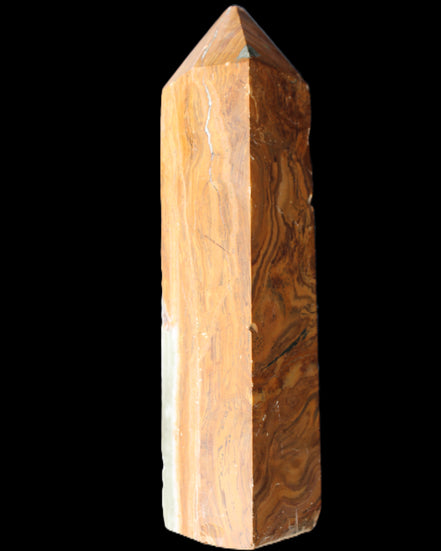 Afghan Jade Serpentine obelisk 764g in sunlight - Rocks and Things Store