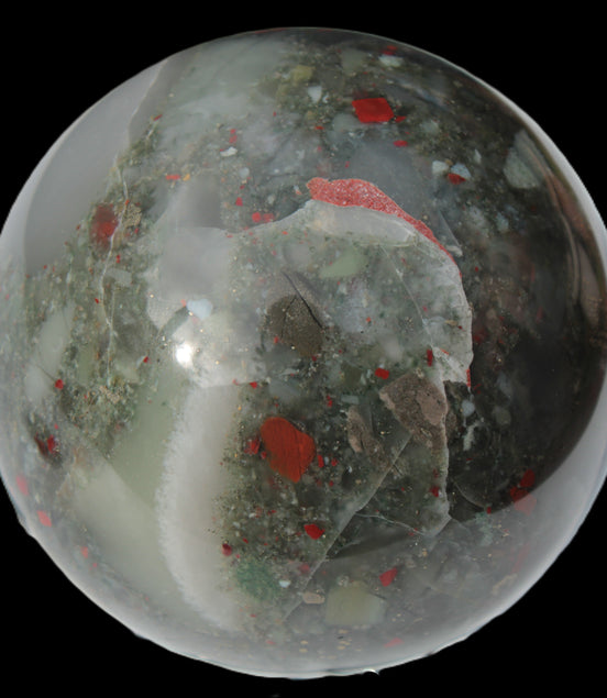 African Bloodstone sphere 84mm 831g Rocks and Things