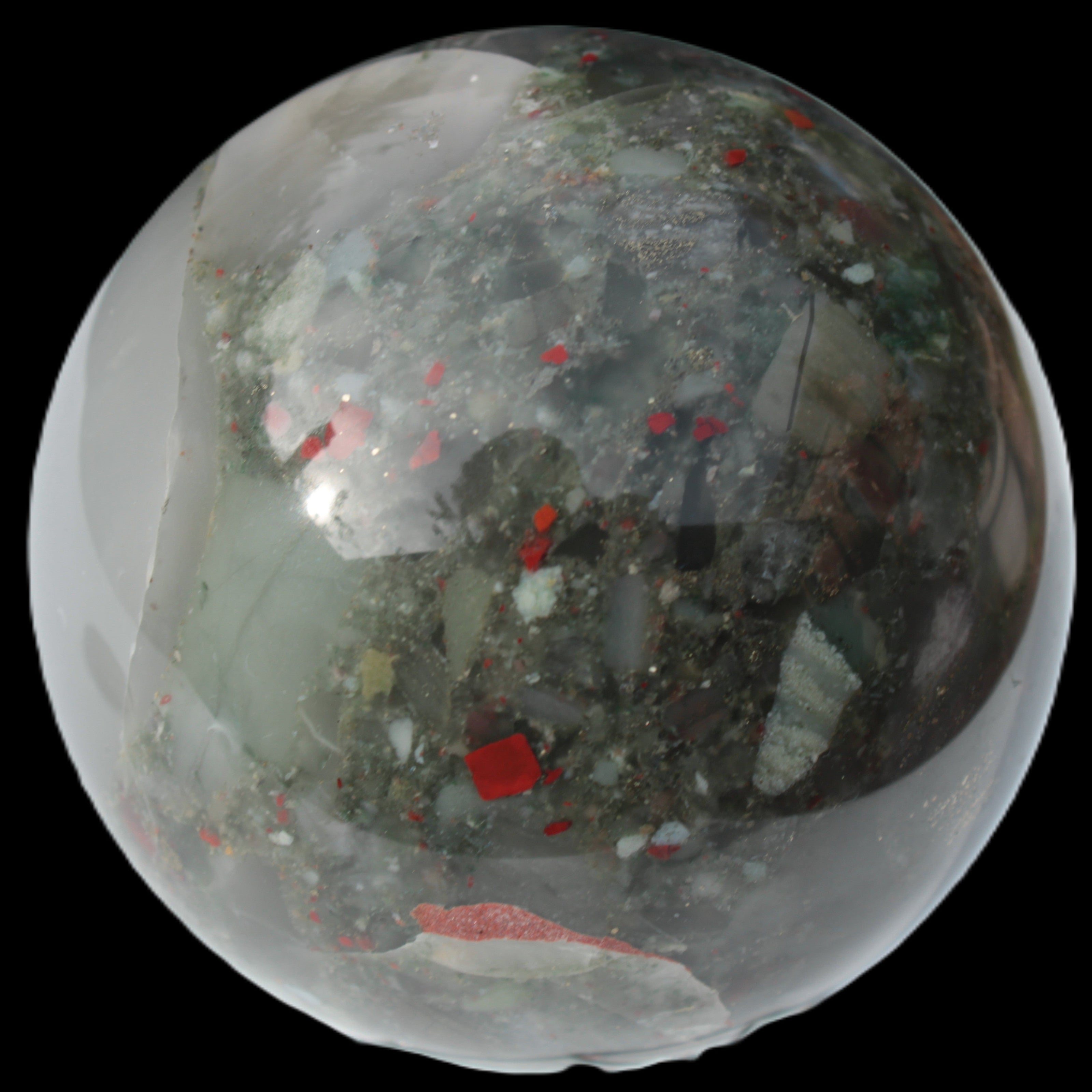 African Bloodstone sphere 84mm 831g - Rocks and Things Store