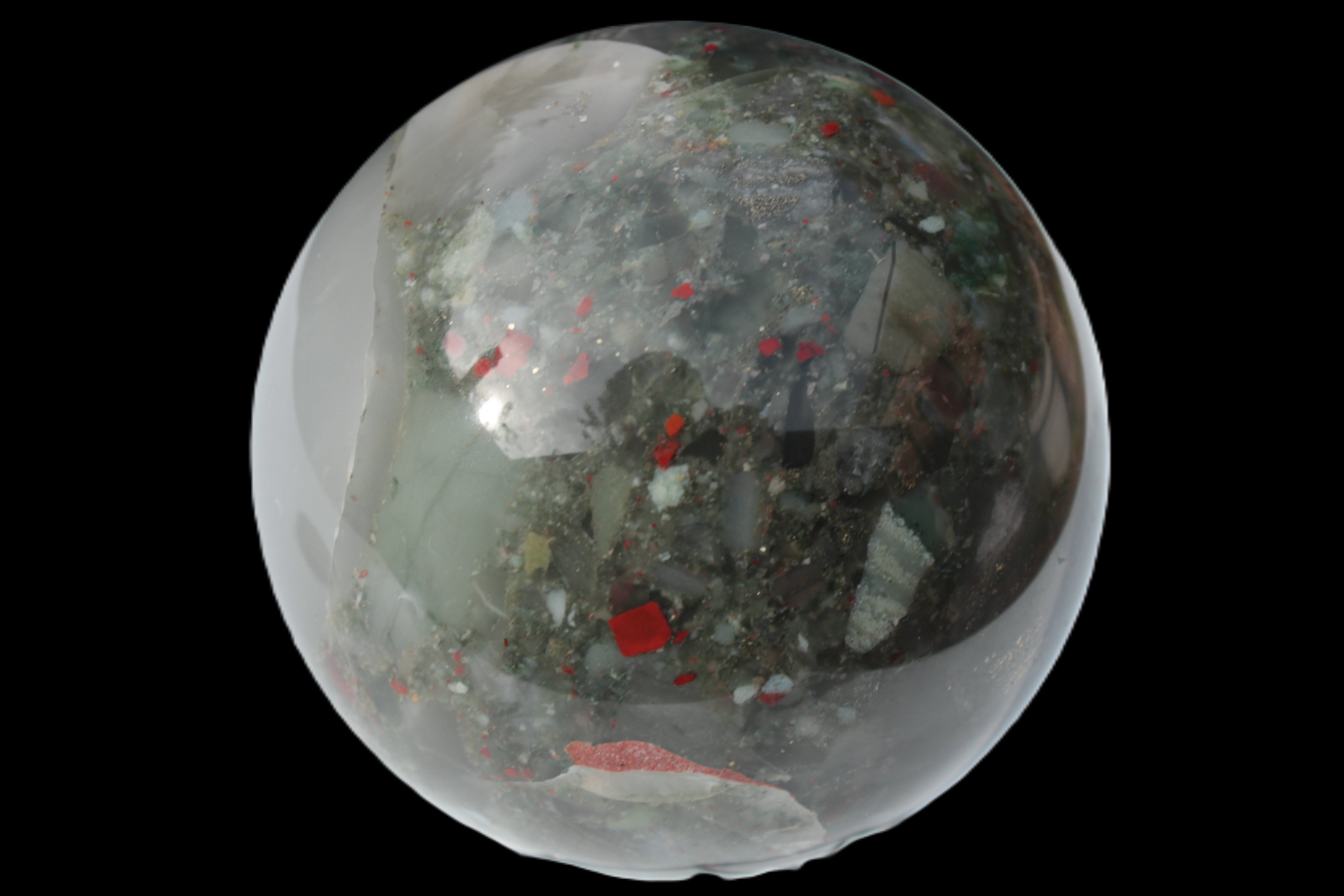 African Bloodstone sphere 84mm 831g Rocks and Things