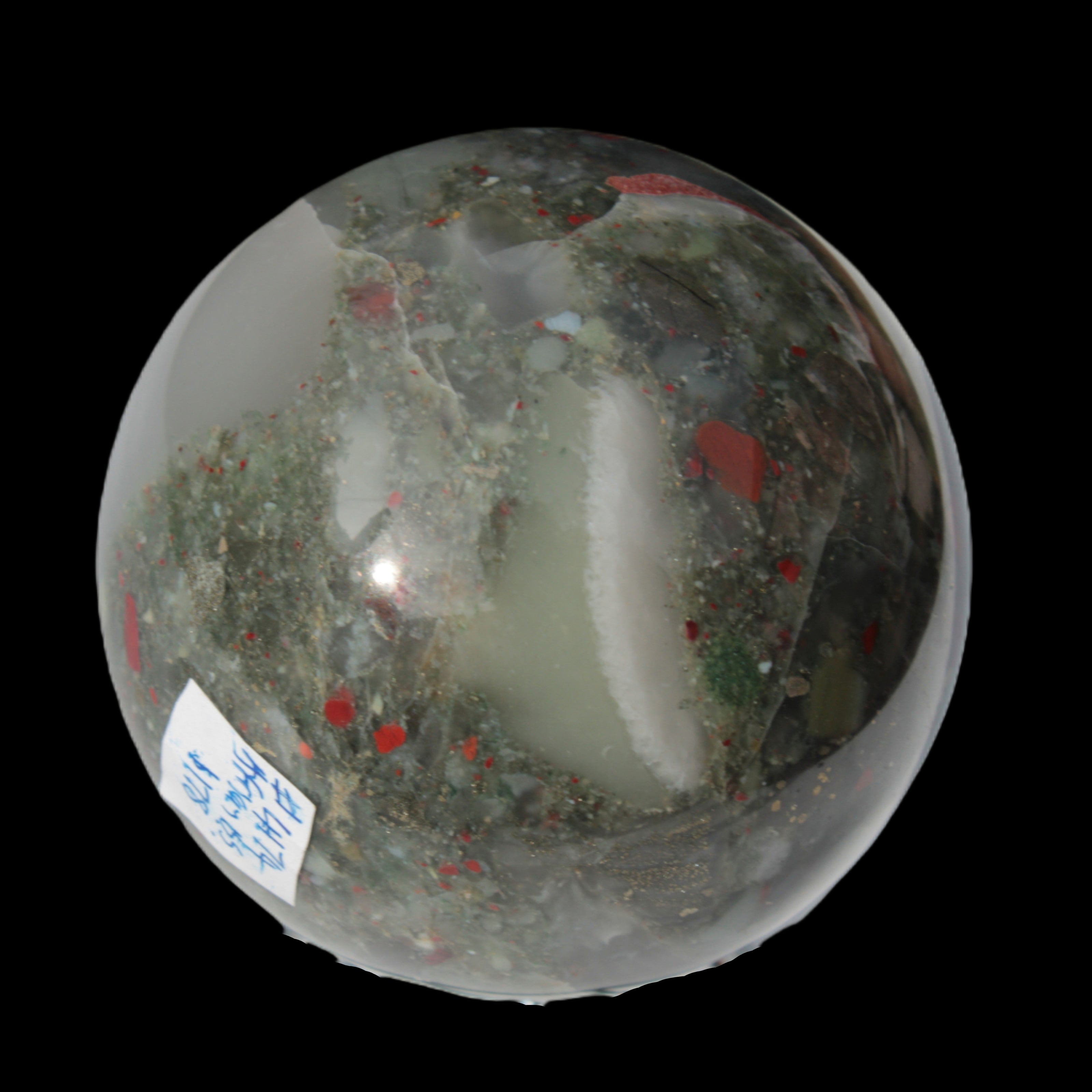 African Bloodstone sphere 84mm 831g - Rocks and Things Store