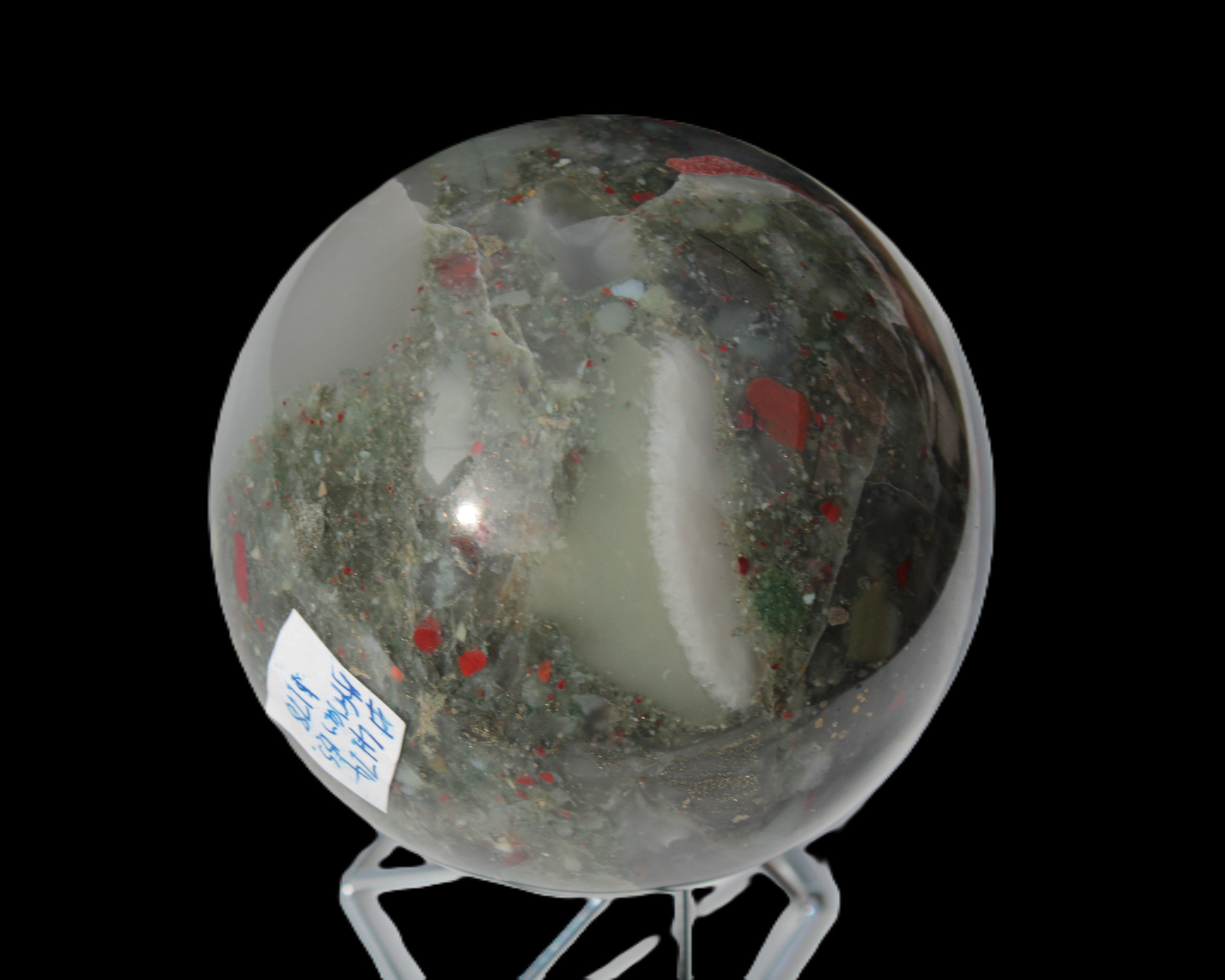 African Bloodstone sphere 84mm 831g Rocks and Things