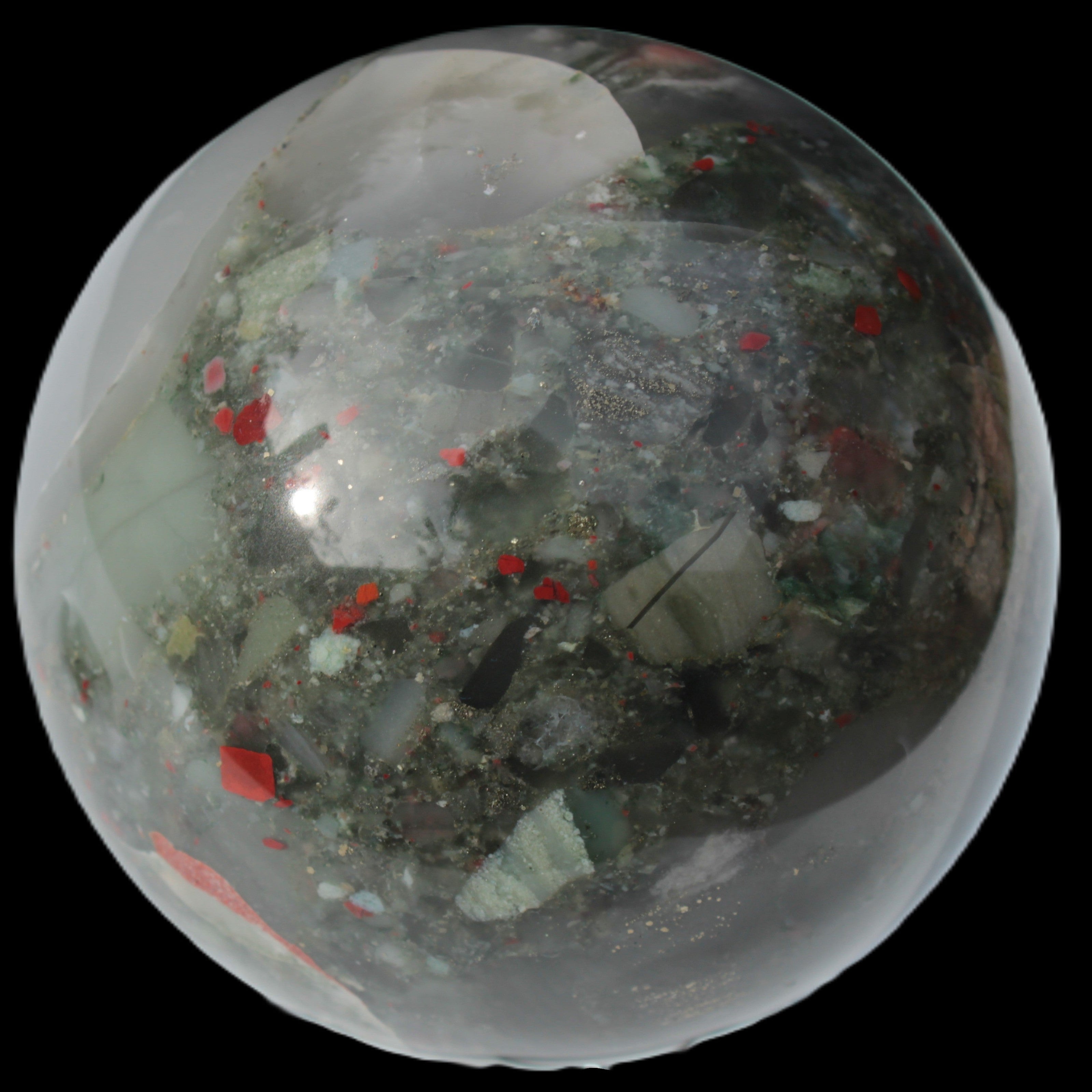 African Bloodstone sphere 84mm 831g - Rocks and Things Store