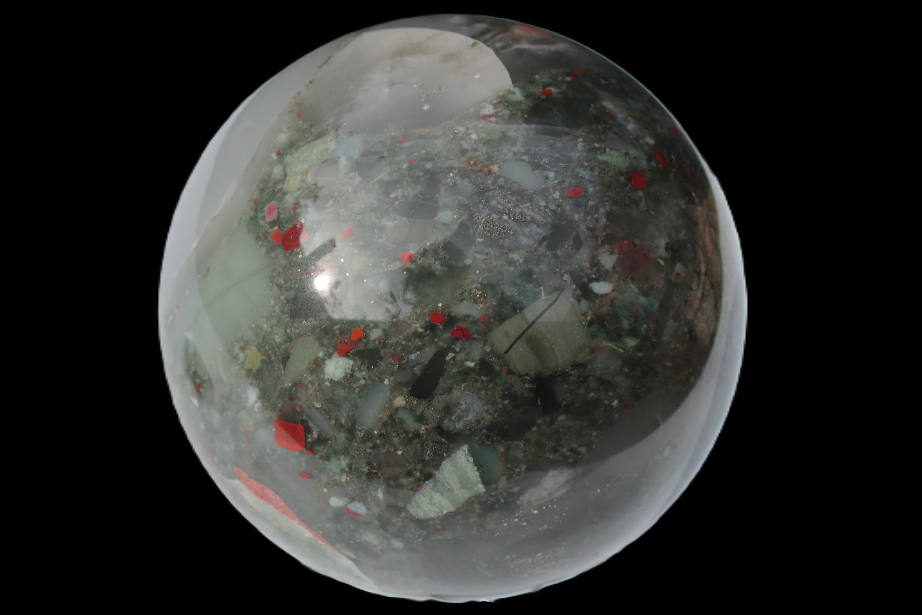 African Bloodstone sphere 84mm 831g Rocks and Things