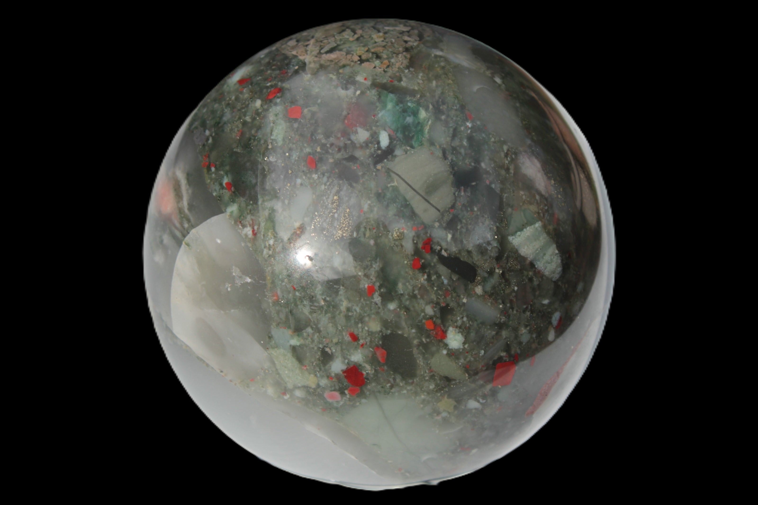 African Bloodstone sphere 84mm 831g Rocks and Things