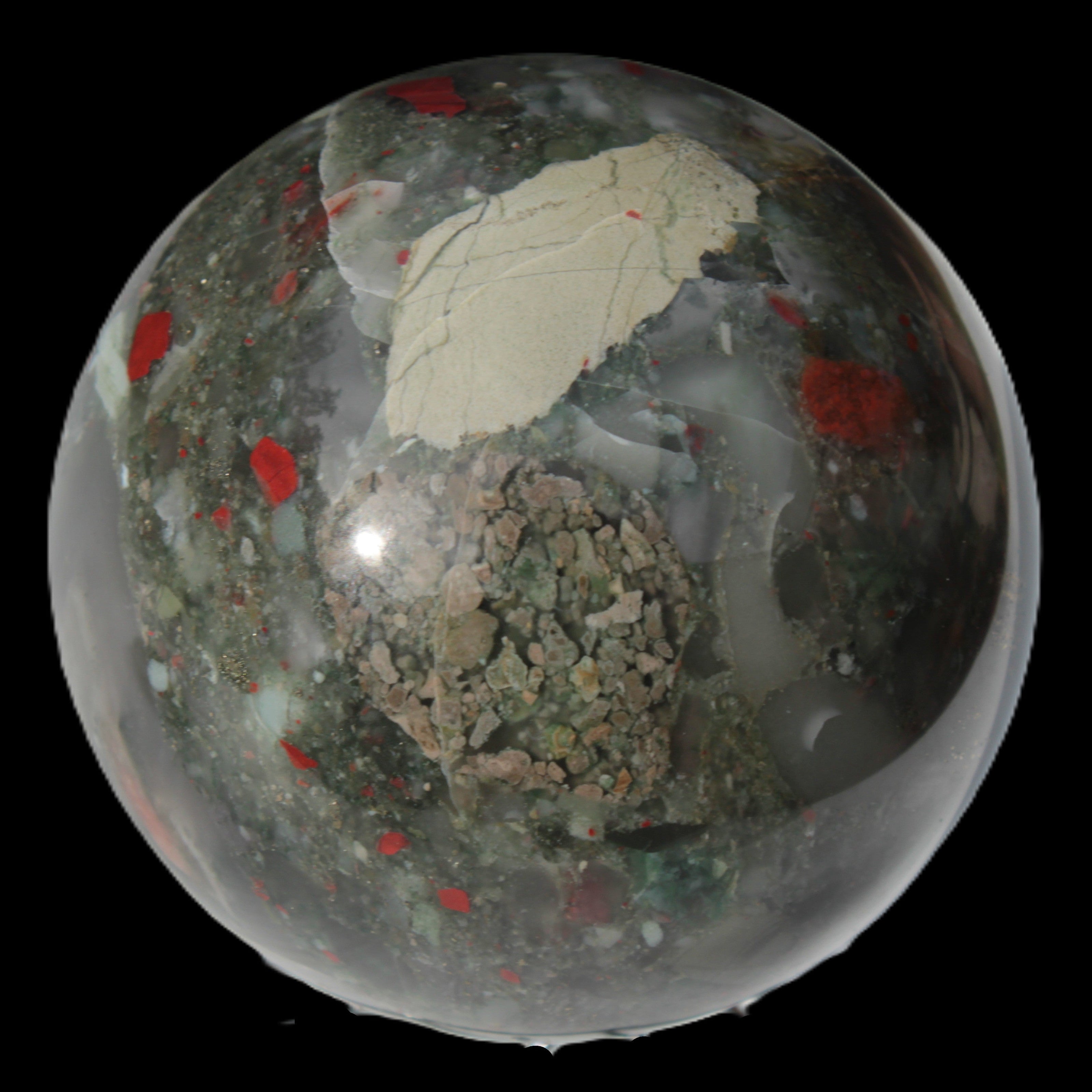 African Bloodstone sphere 84mm 831g - Rocks and Things Store