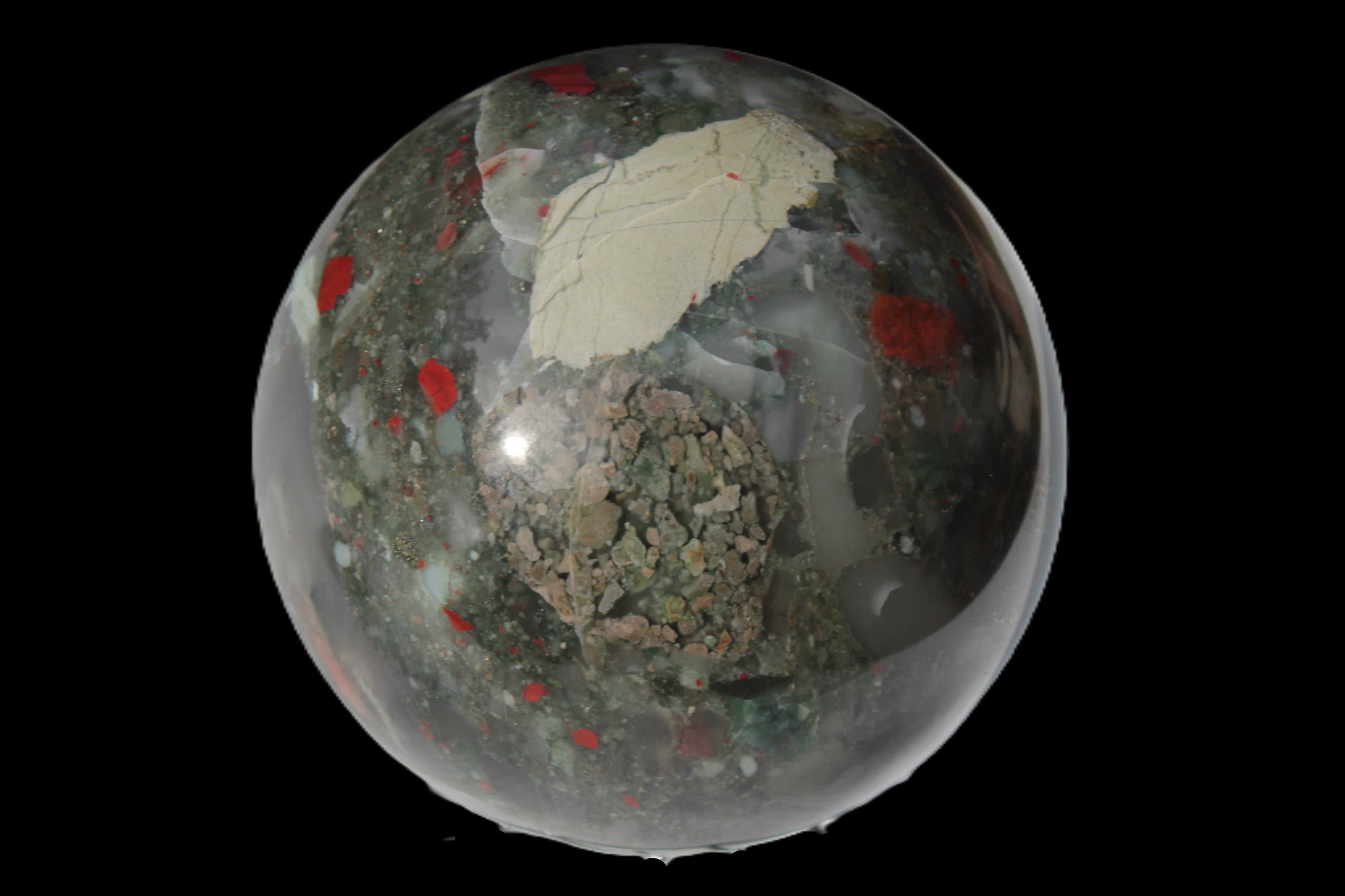 African Bloodstone sphere 84mm 831g Rocks and Things