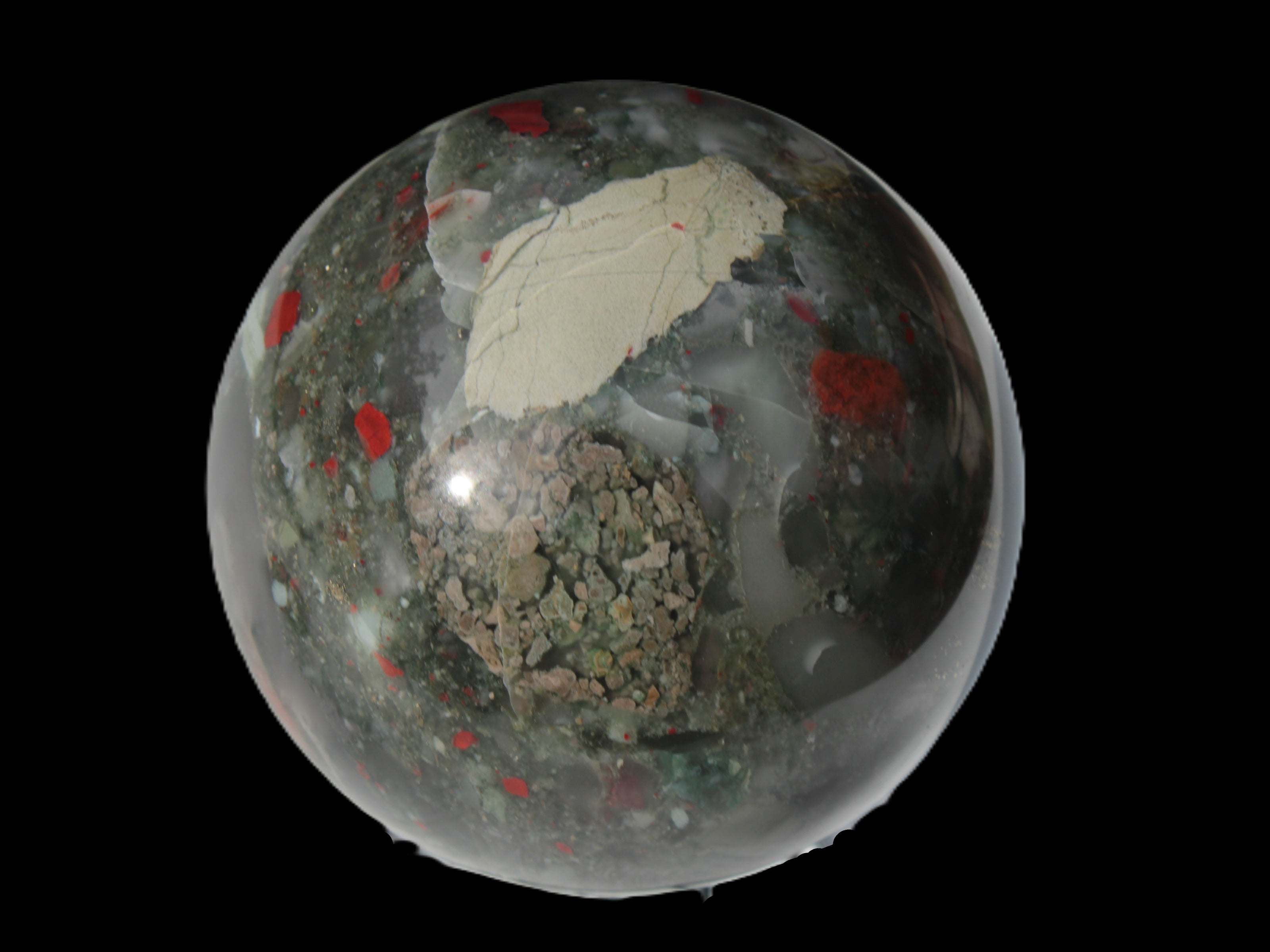 African Bloodstone sphere 84mm 831g Rocks and Things